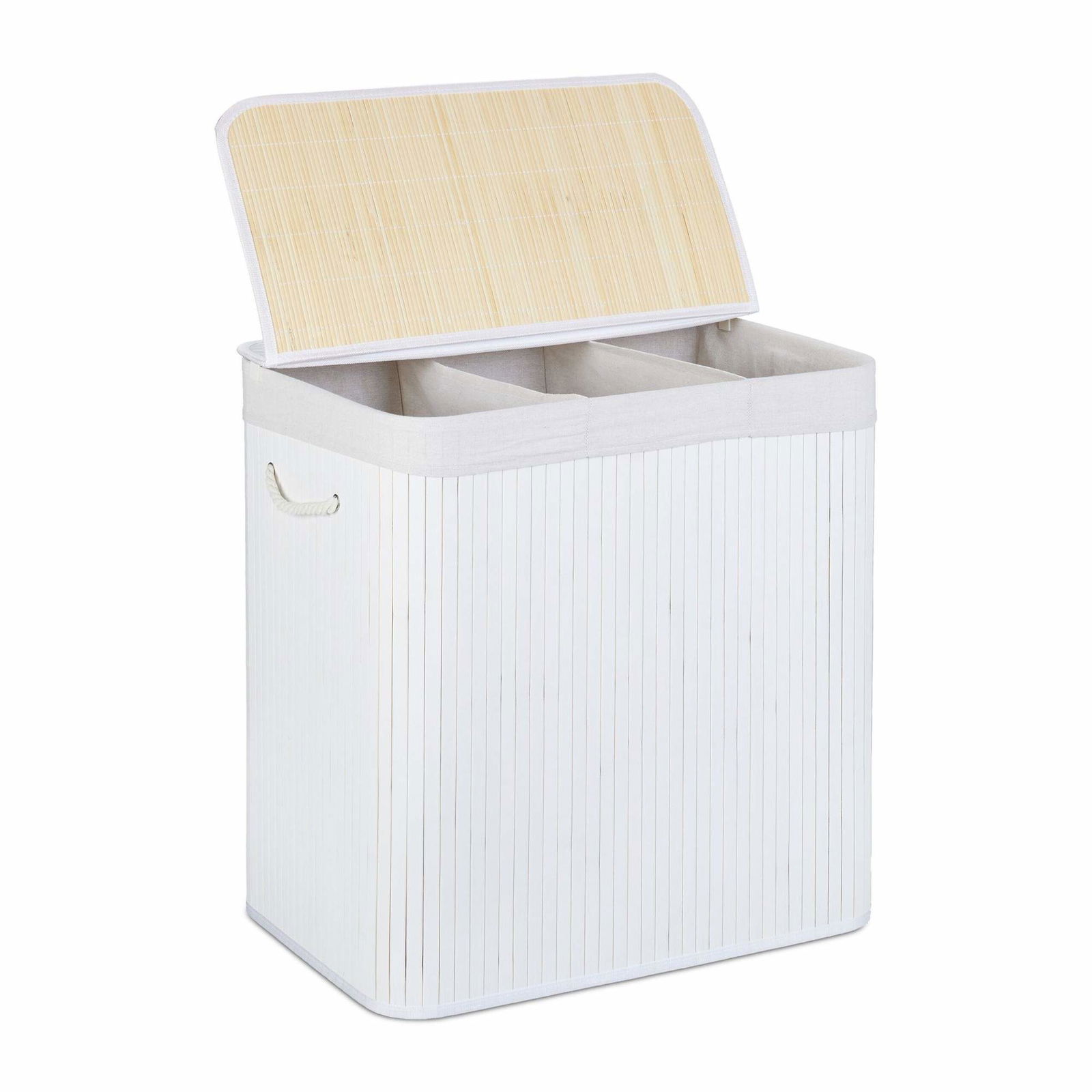 Vasketøjskurv i bambus 3 rum