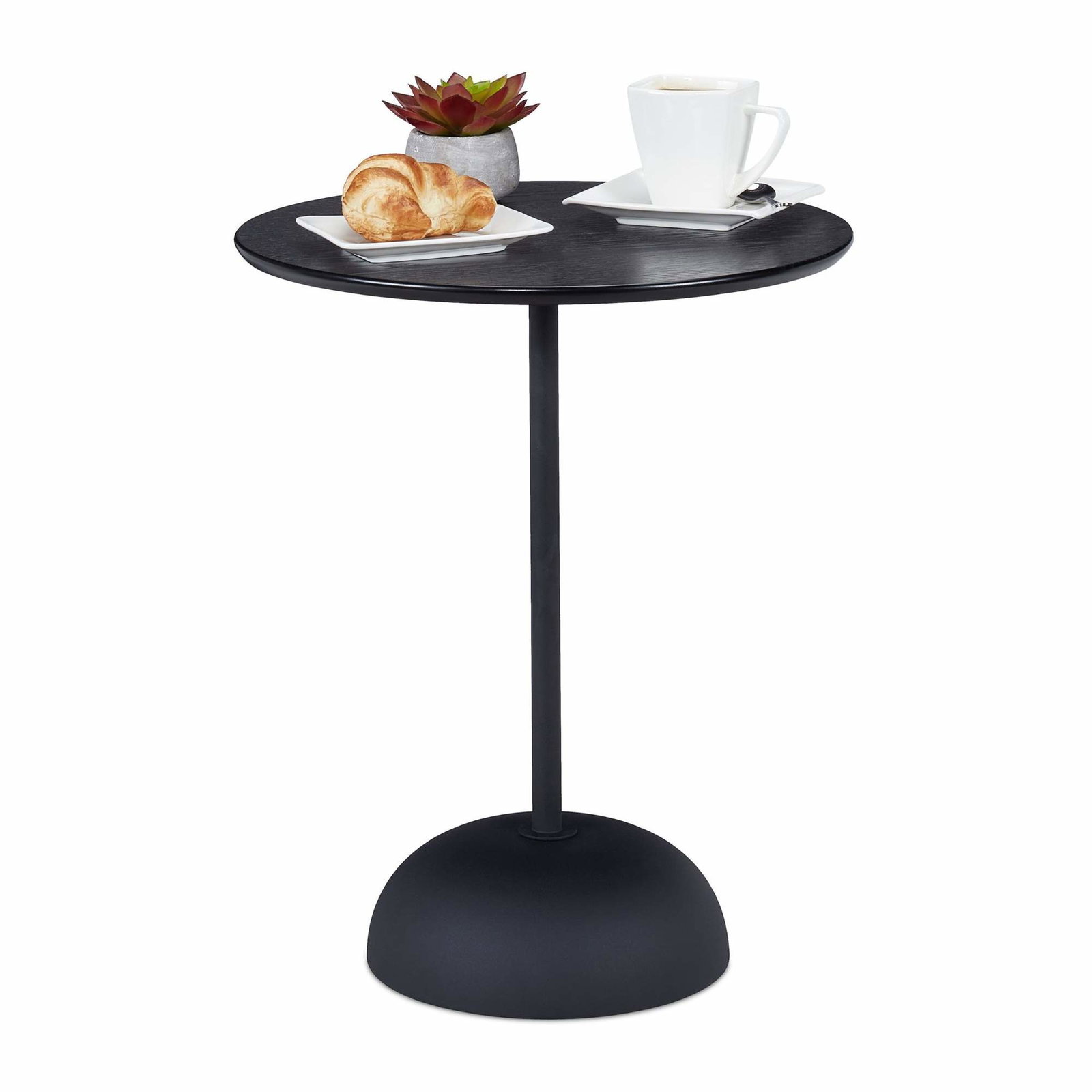 Rundt sidebord i sort