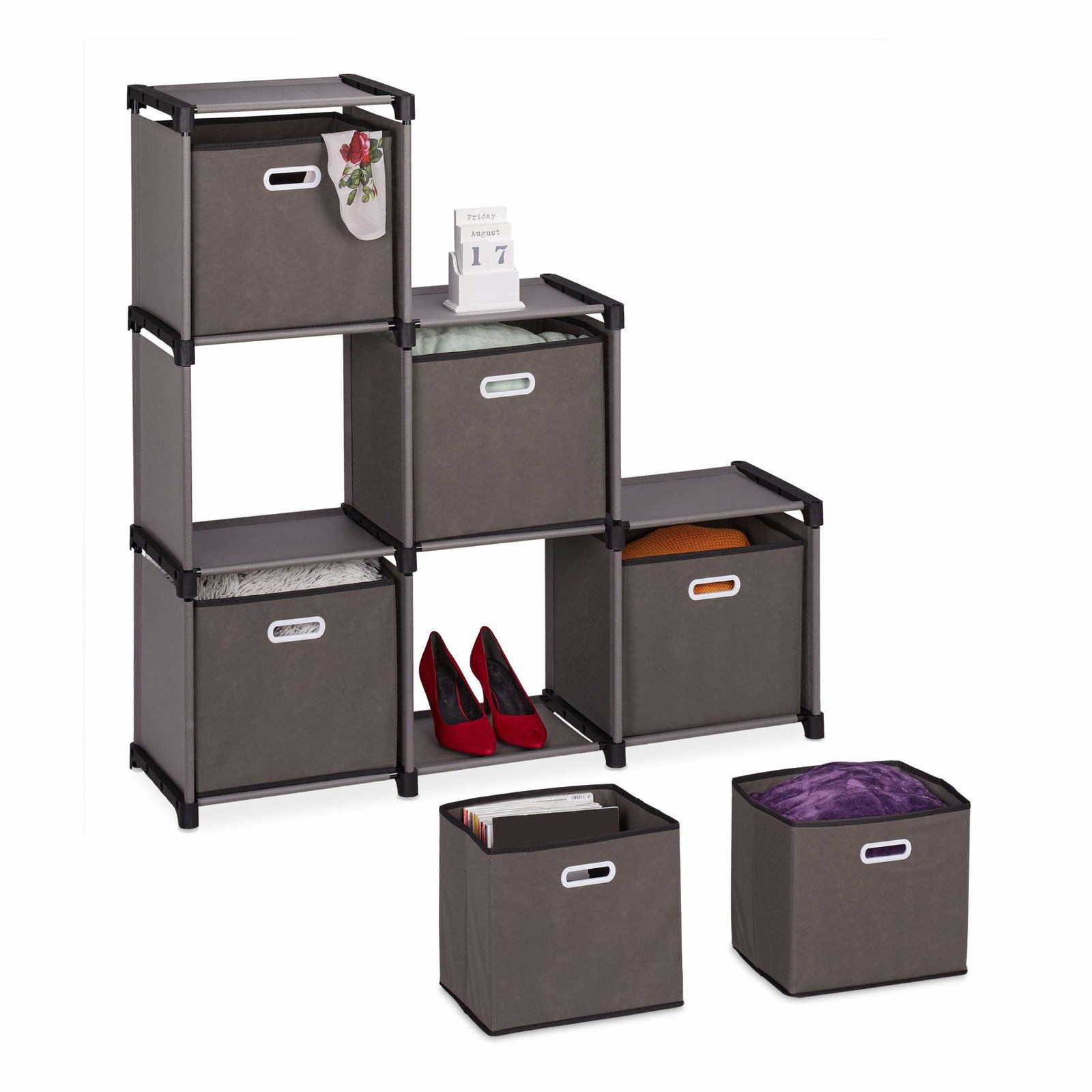 Grå hylla med 6 fack | Hem & Hobby | Pryloteket