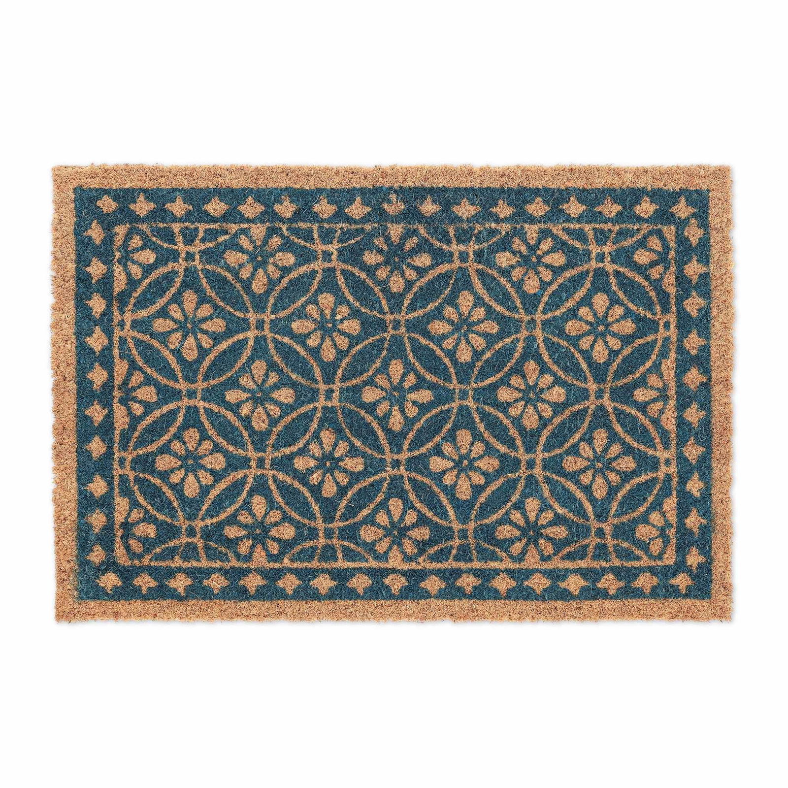 Dørmåtte kokosfiber med blomsterdesign