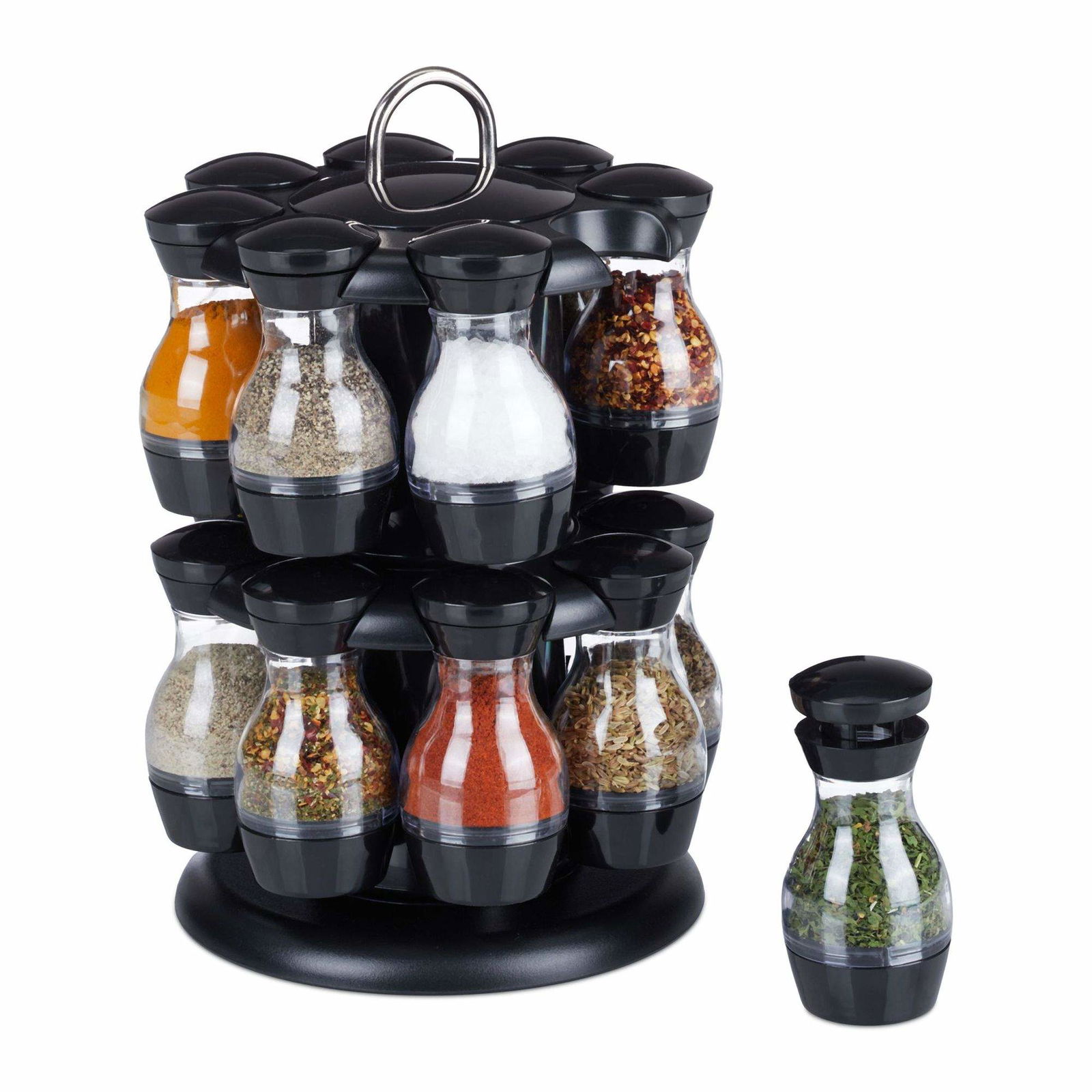 Krydderi karrusel med 16 glas