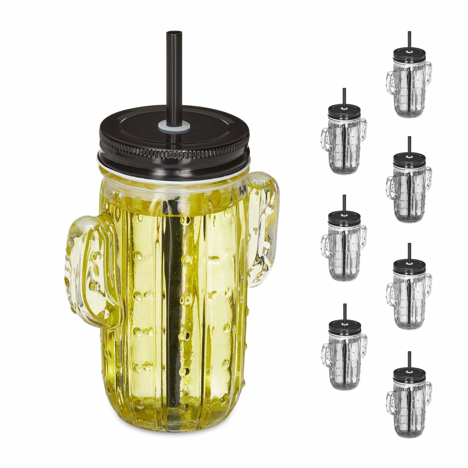 set om 8 dricksglas Kaktus med sugrör | Hem & Hobby - Hem & Hushåll - Kök - Servering - Muggar | Pryloteket