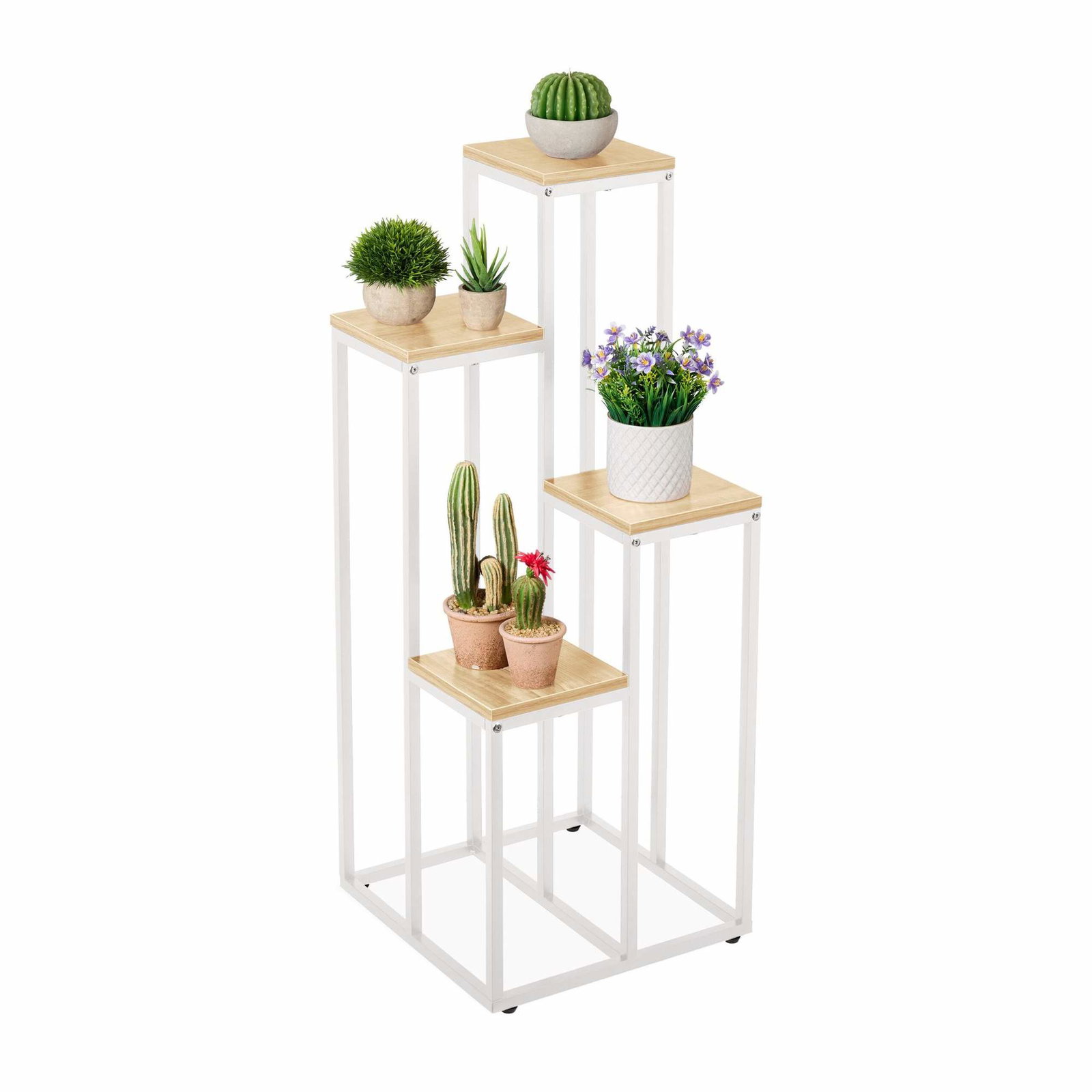 Blomstertrappe hvid i 4 plan