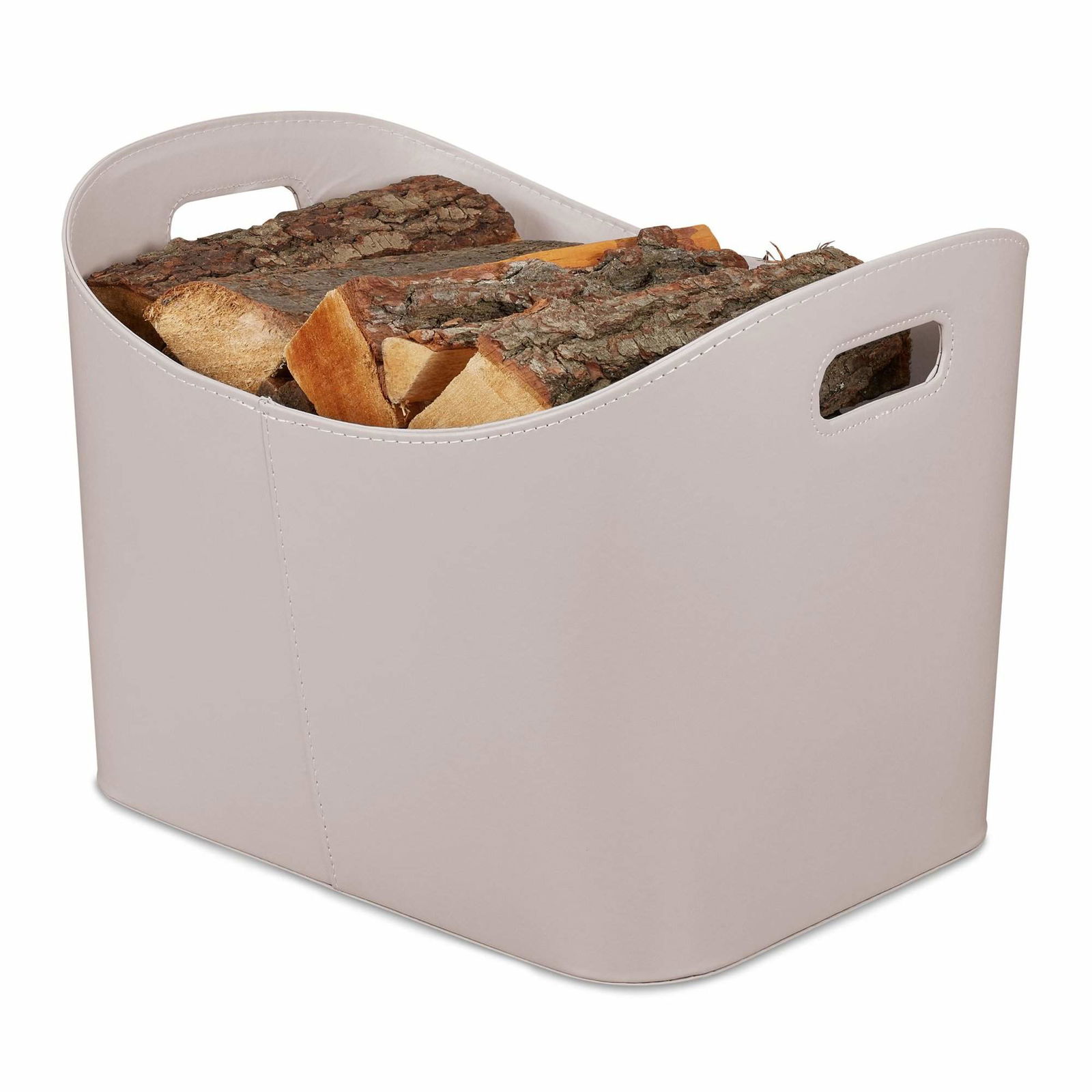 Lysegrå trækurv i imiteret læder