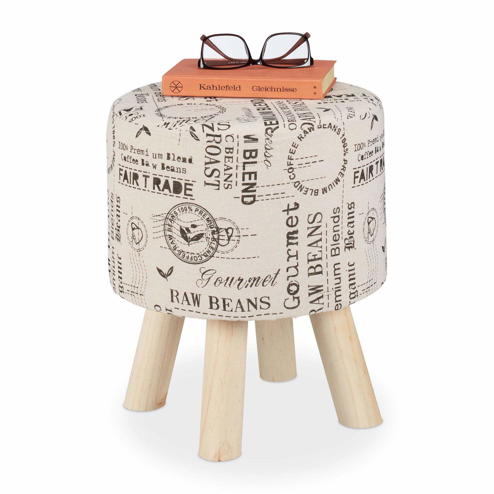 Rund skammel med stofbetræk