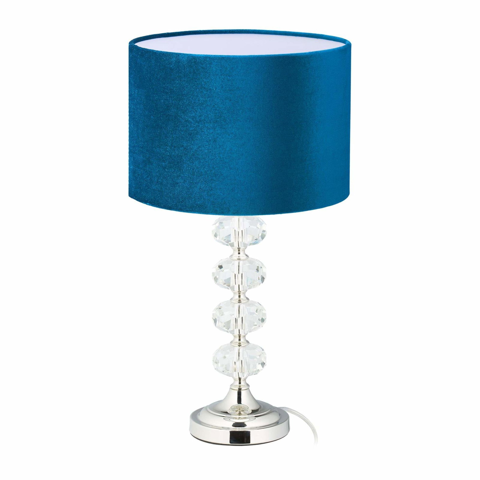 Bordlampe i krystal og fløjlsblå