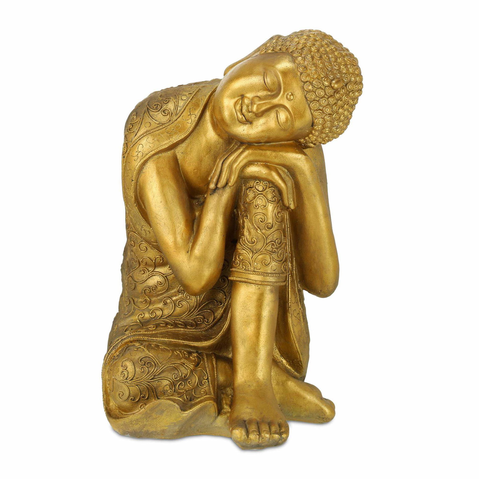 Buddha statue med hoved på knæ