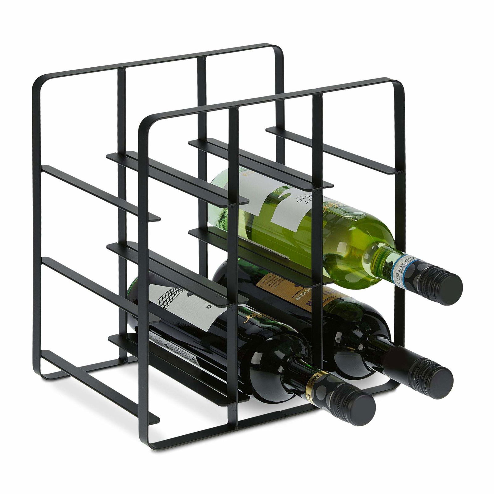 Vinreol i metal til 9 flasker