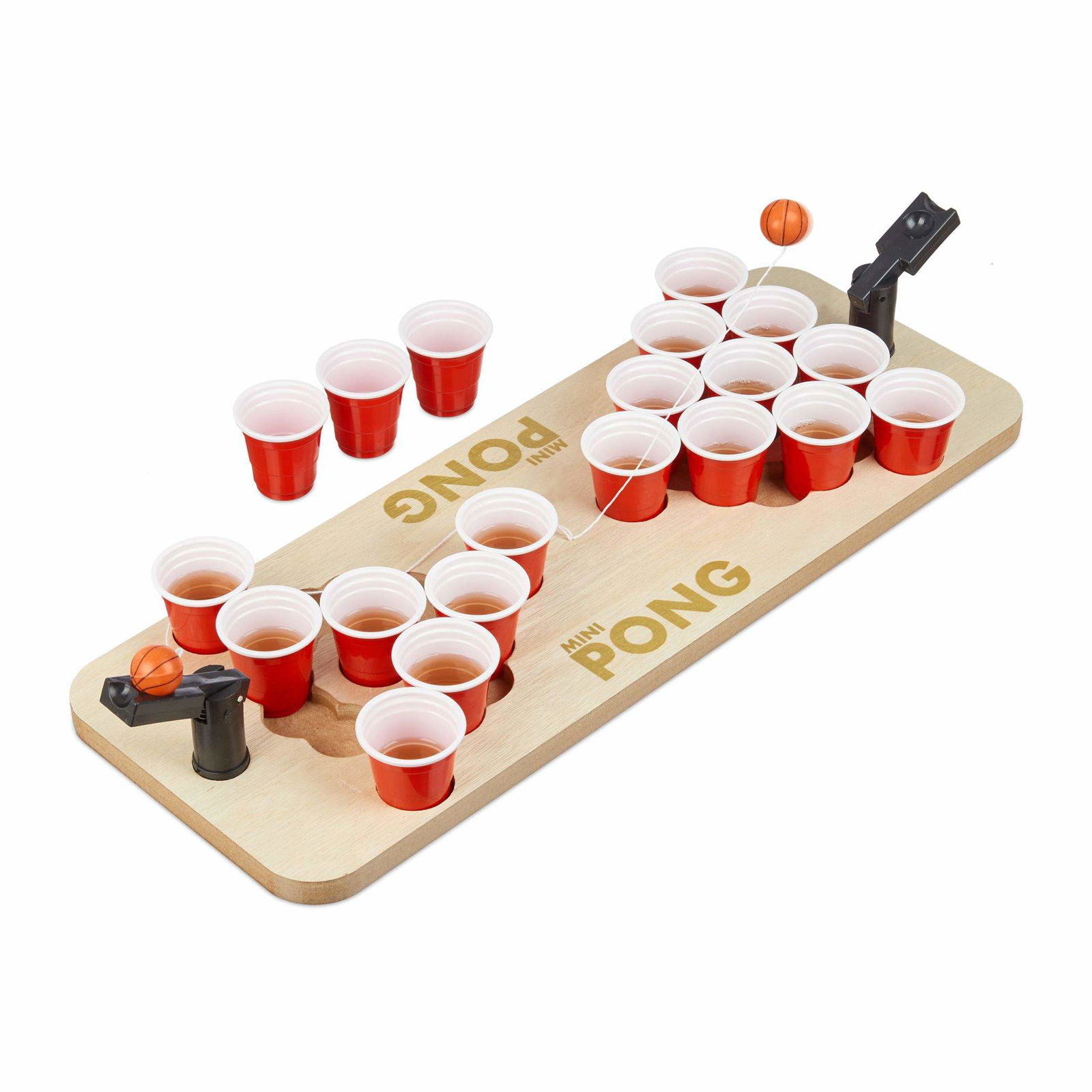 Mini Beer Pong med røde kopper