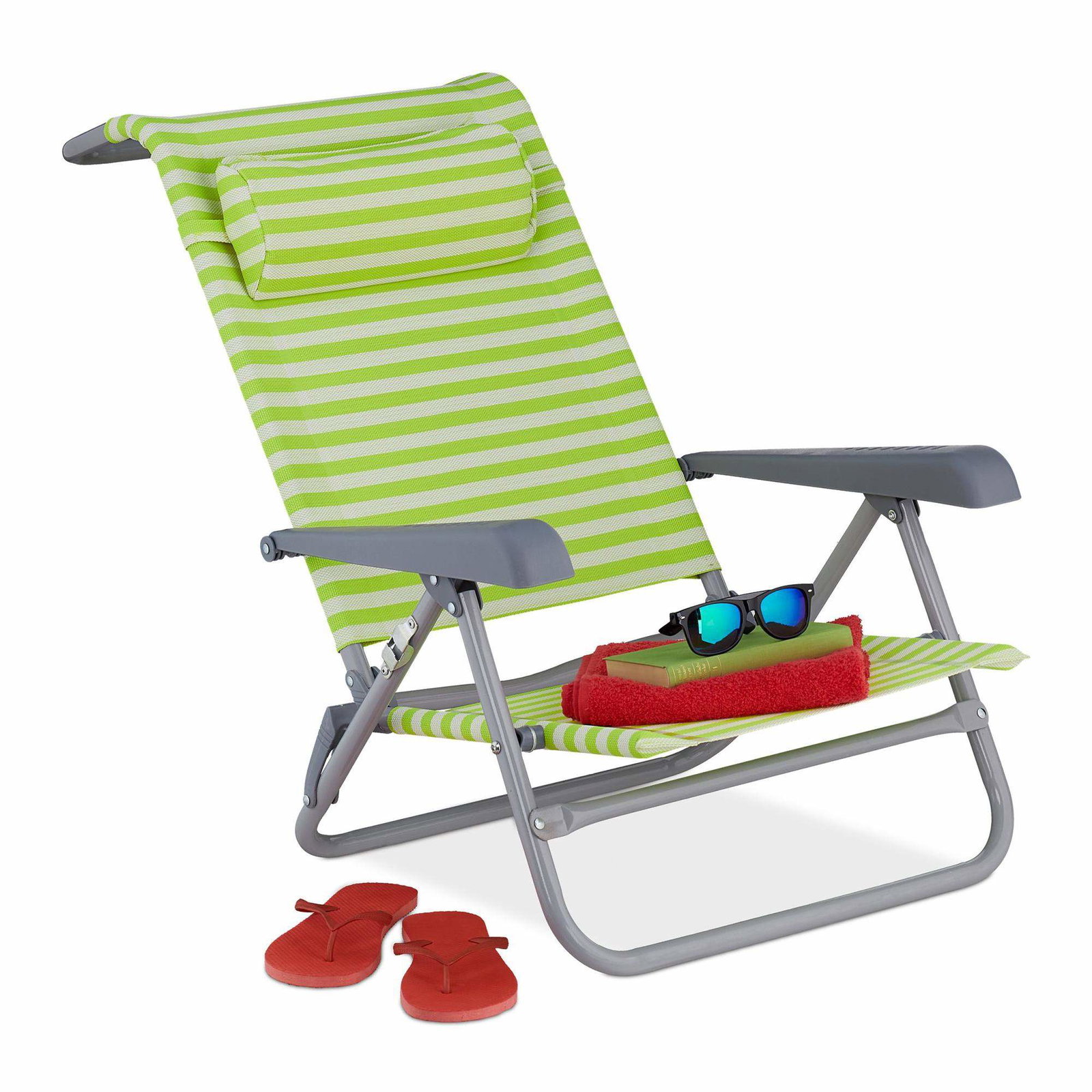 Strandstol med nakkepude - foldbar