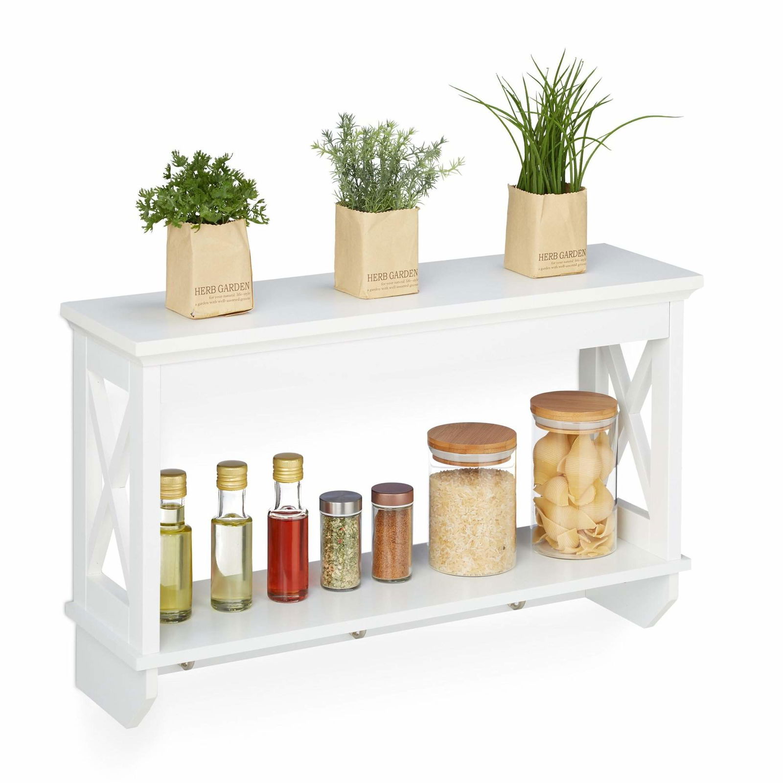 Væghylde med 3 kroge