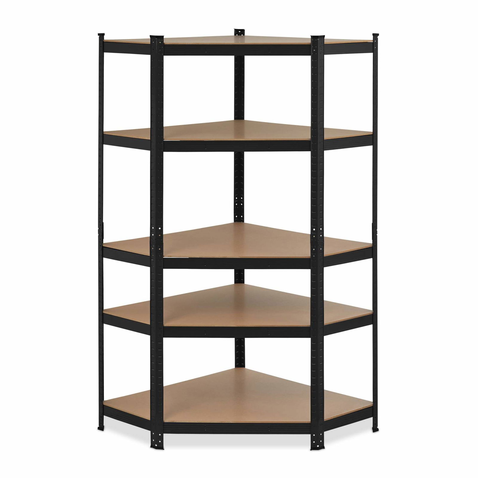 Hjørnehylde med 5 hylder sort