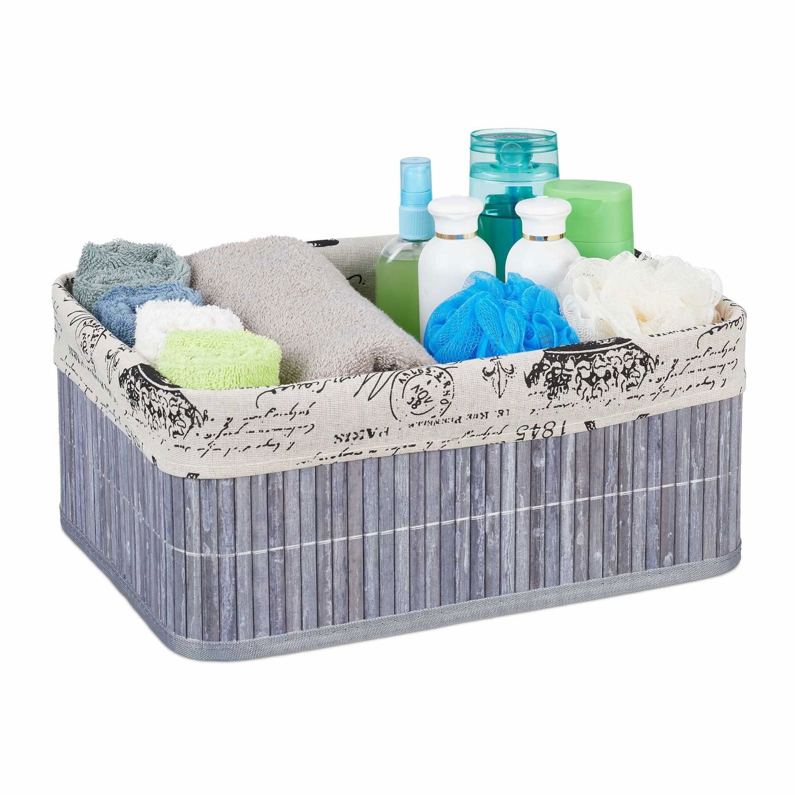 Bambus opbevaringskurv med print