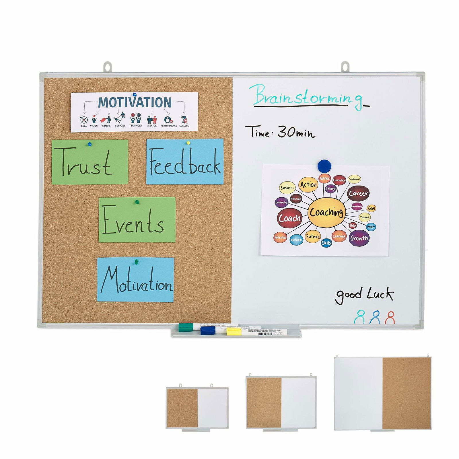 Kombination af opslagstavle og magnettavle