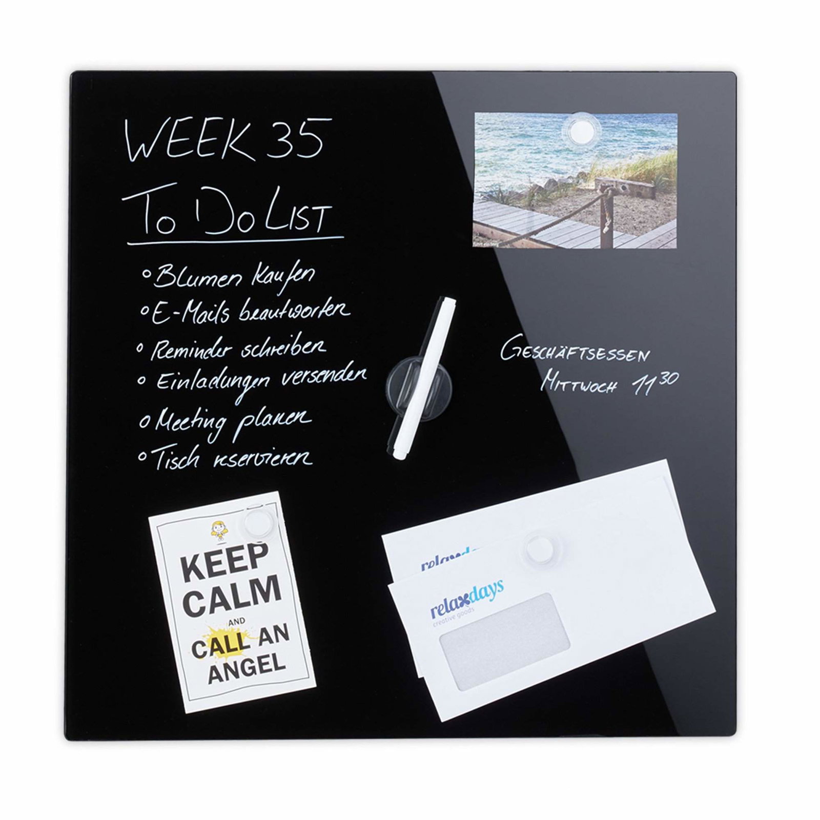 Magnettavla i svart glas | Elektronik - Tillbehör Mobil & Surfplatta - Mobiltillbehör - Mobilkablar - Tillbehör | Pryloteket