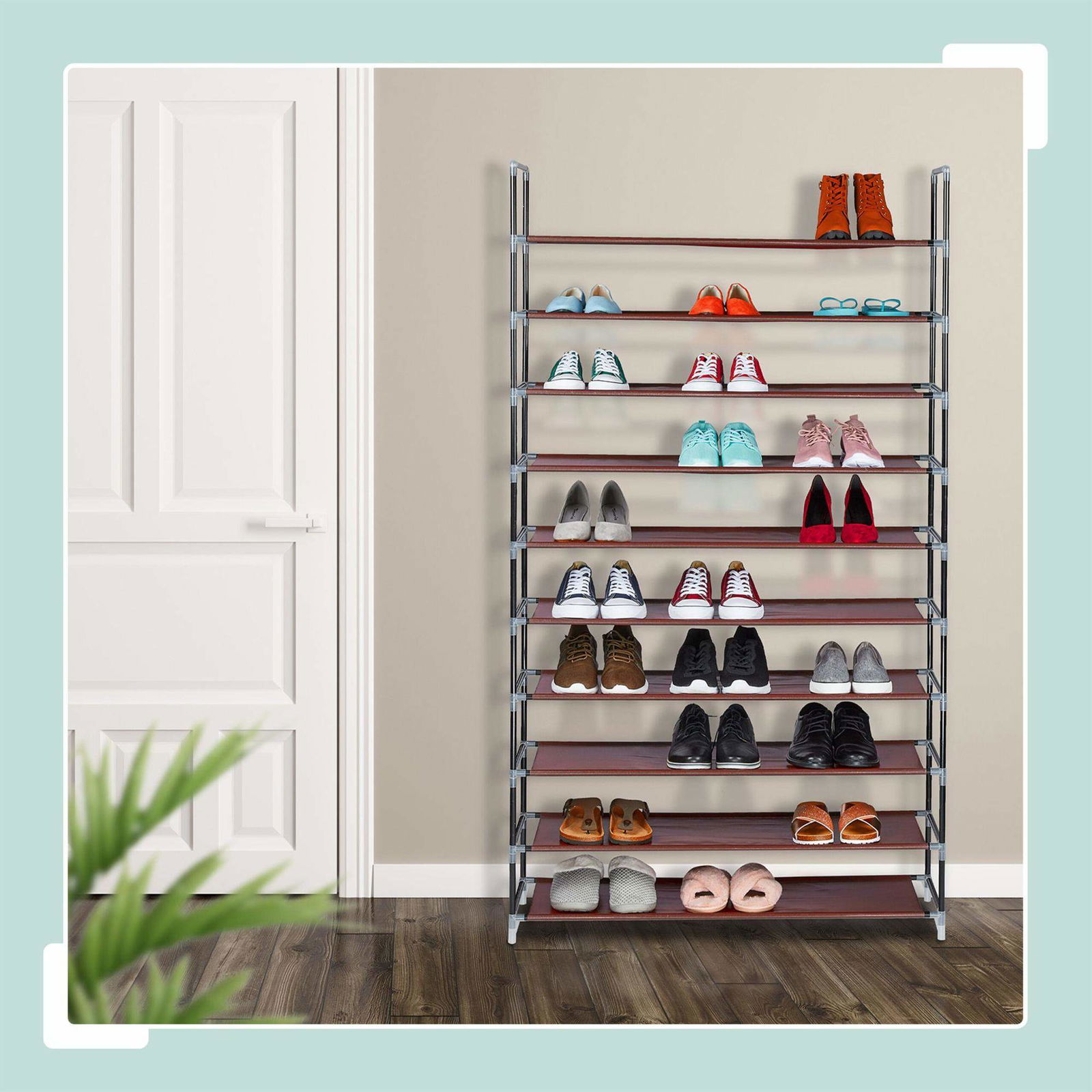 Skostativ i stof til 50 par sko