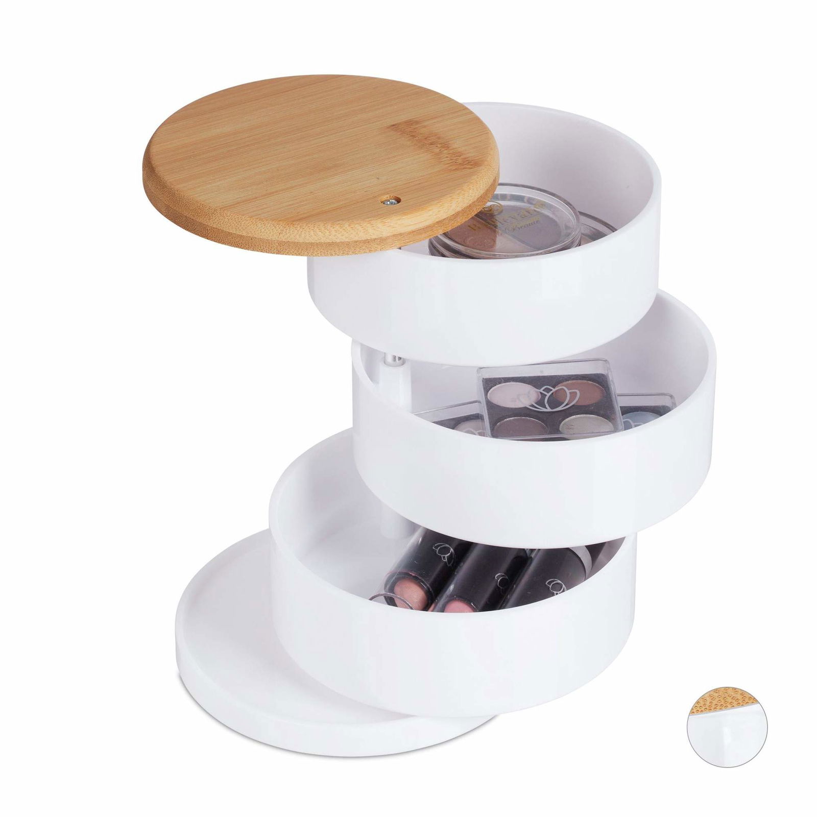 Makeup opbevaring med 3 rum