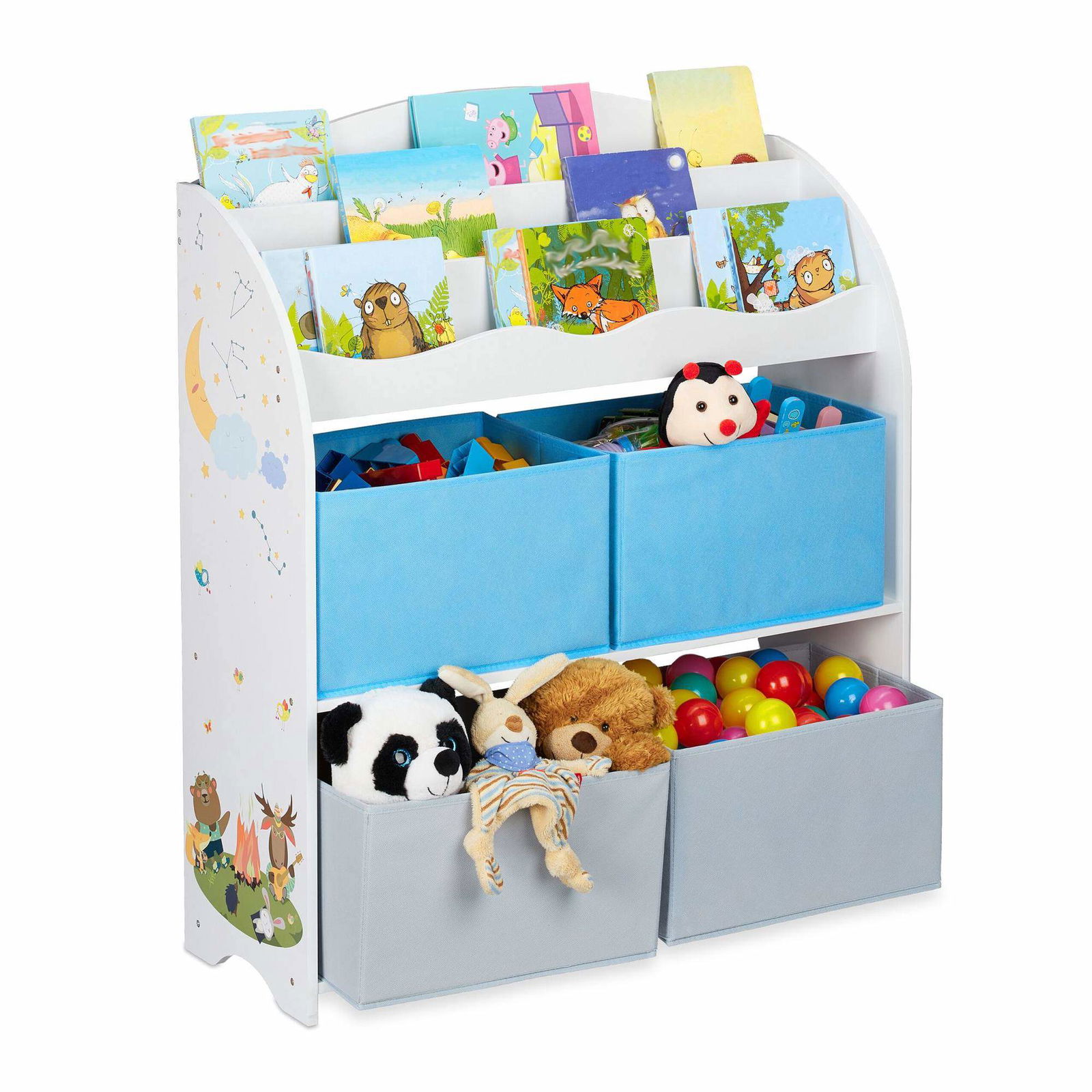 Børnehylde med 4 stofskuffer