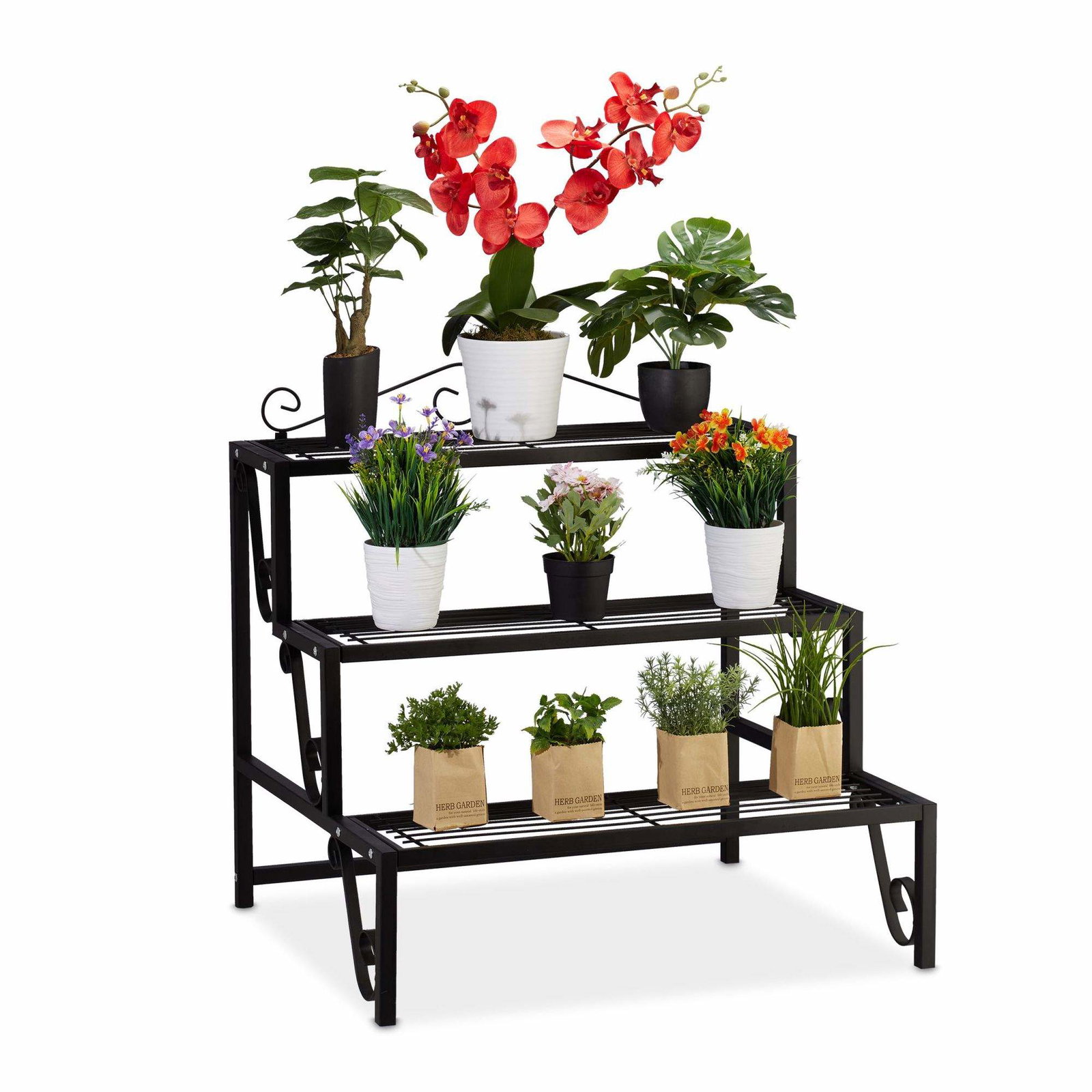 Blomstertrappe i metal 3 trin