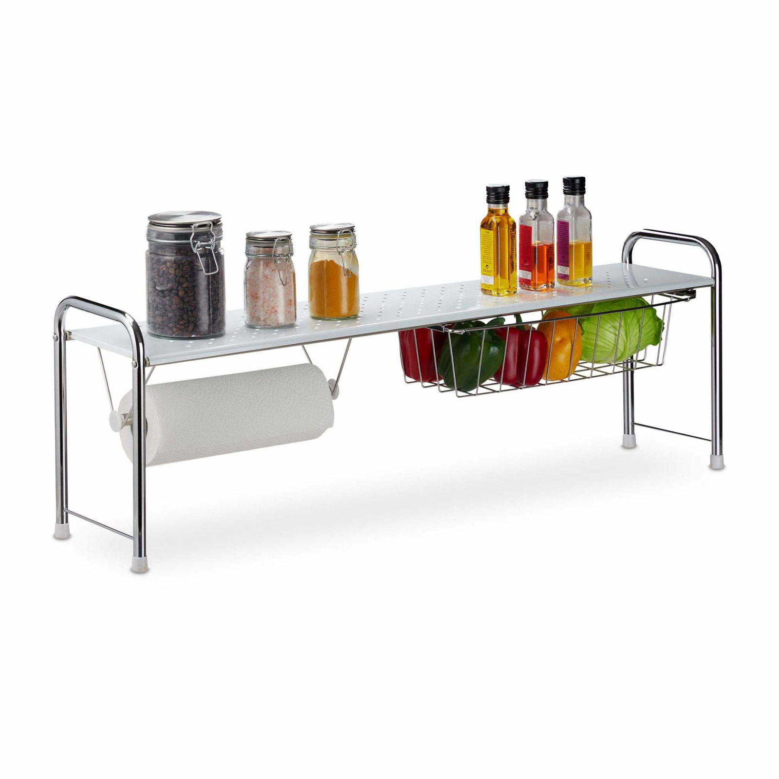 Håndvaskhylde med holder til køkkenrulle