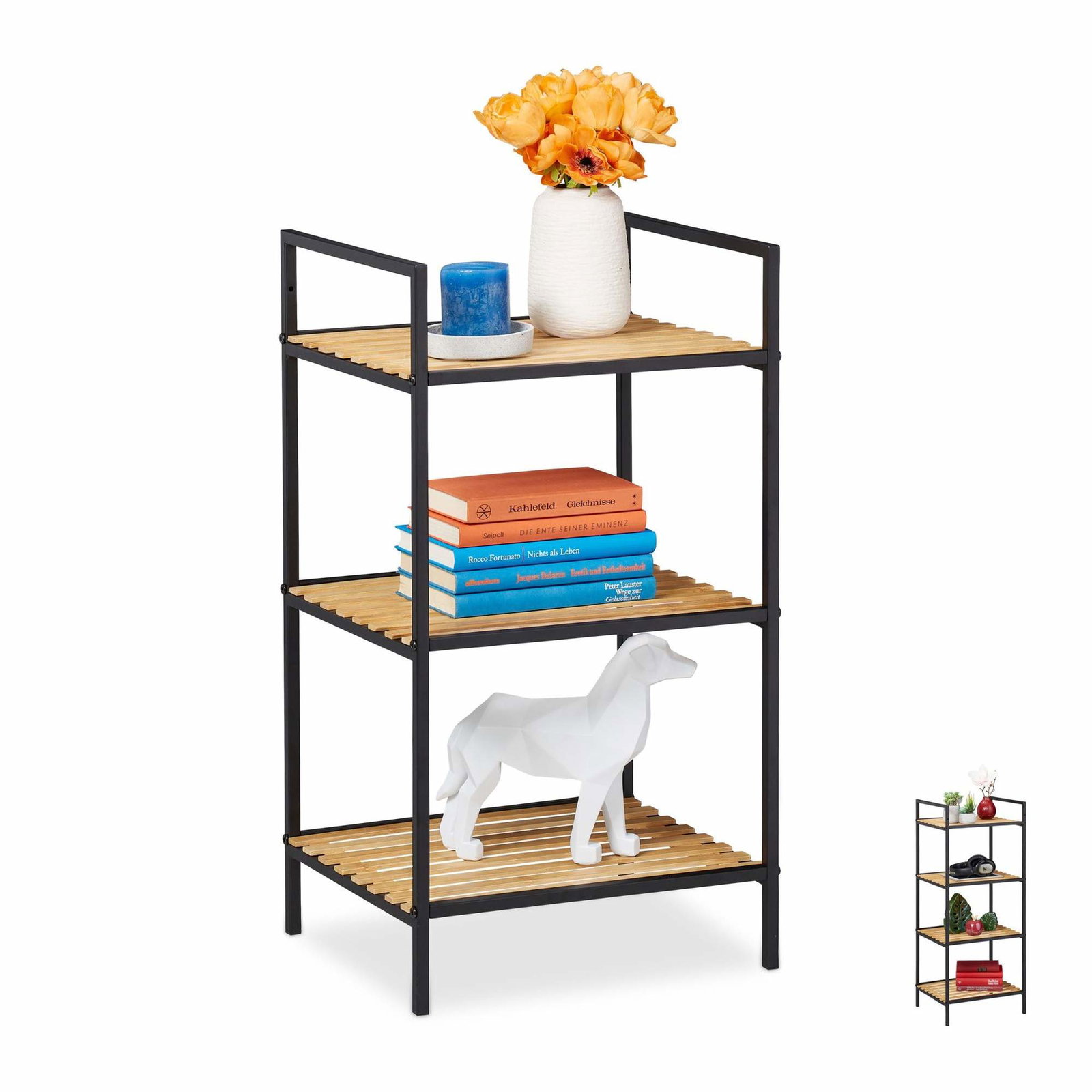 Golvstående hylla i bambu och metall | Mode & Accessoarer - Accessoarer | Pryloteket