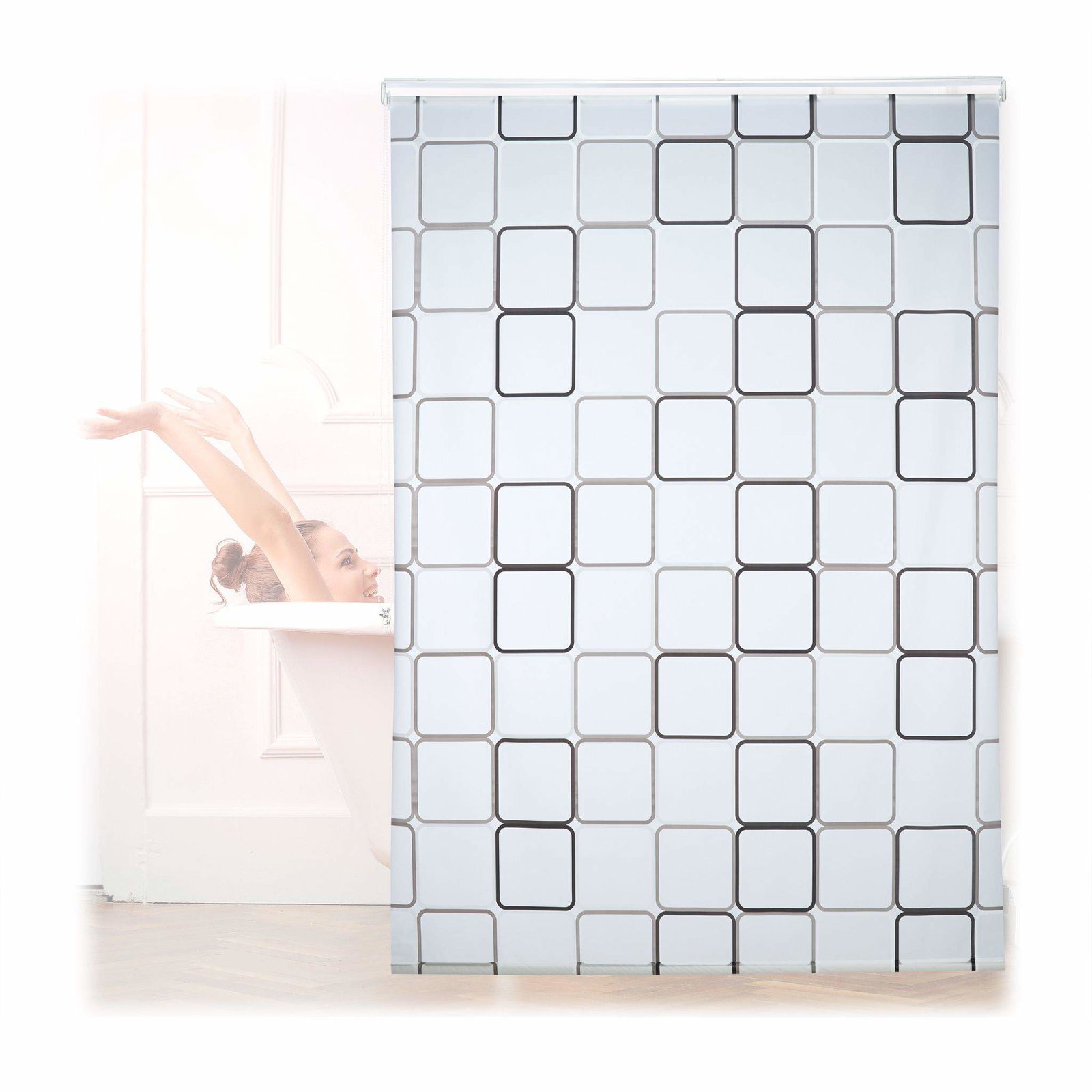 Rullgardin för dusch SQUARE | Hem & Hobby - Hem & Hushåll - Badrum - Duschdraperi | Pryloteket