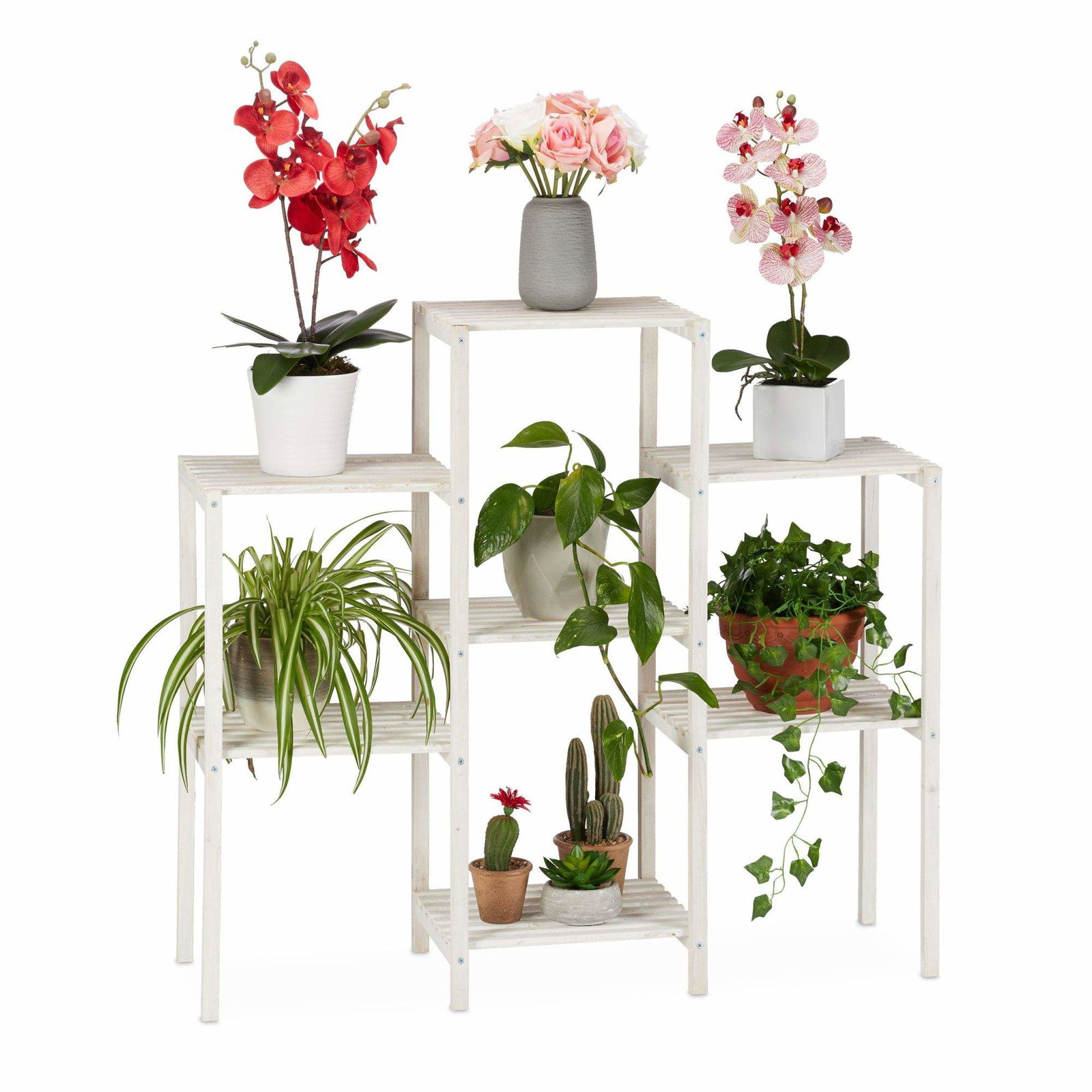Blomsterstander i hvidt træ