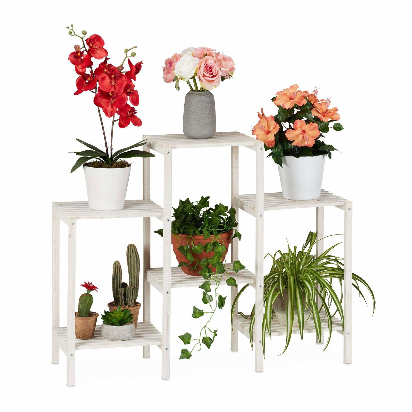 Blomsterstander i hvidt træ