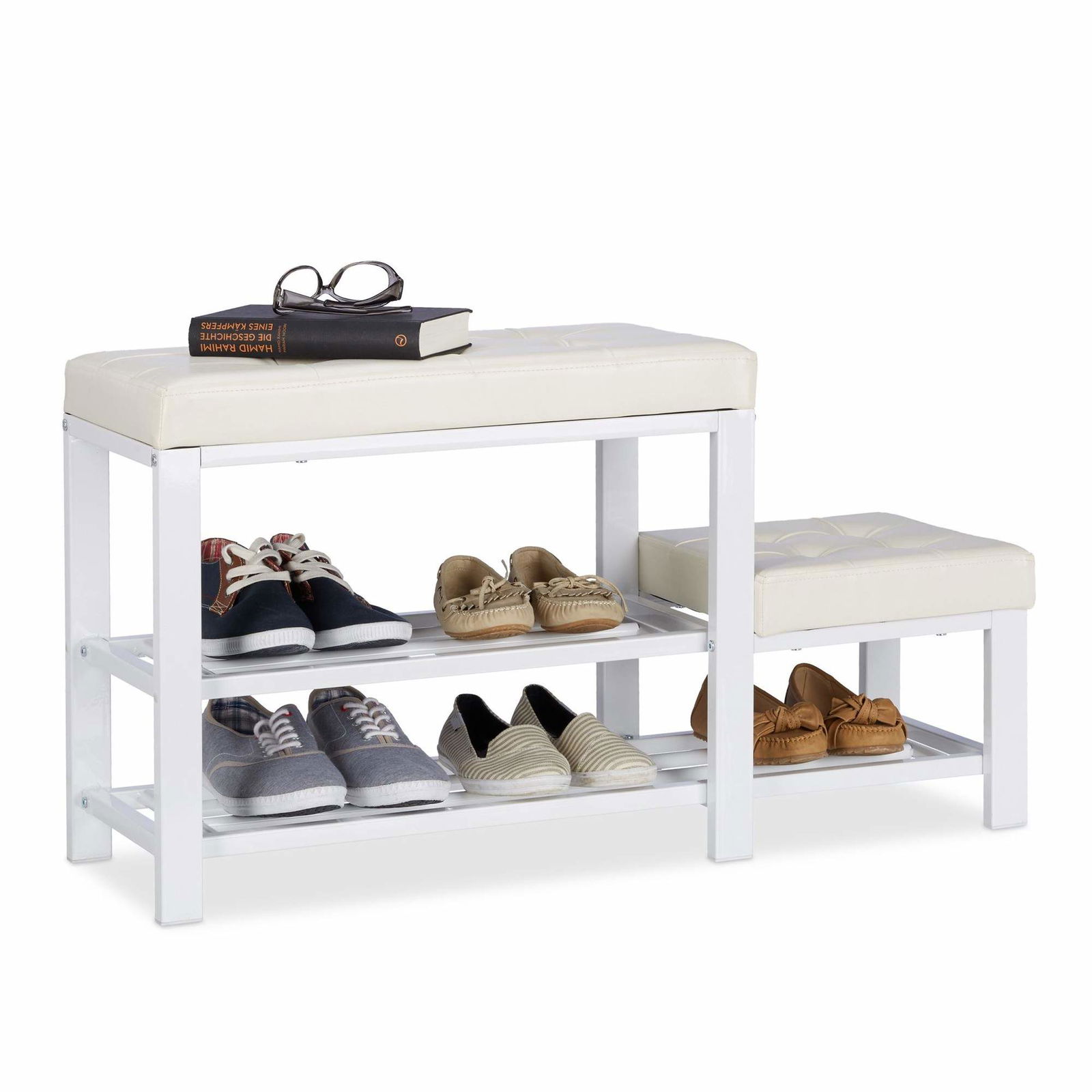 Bænk med skoopbevaring og skammel