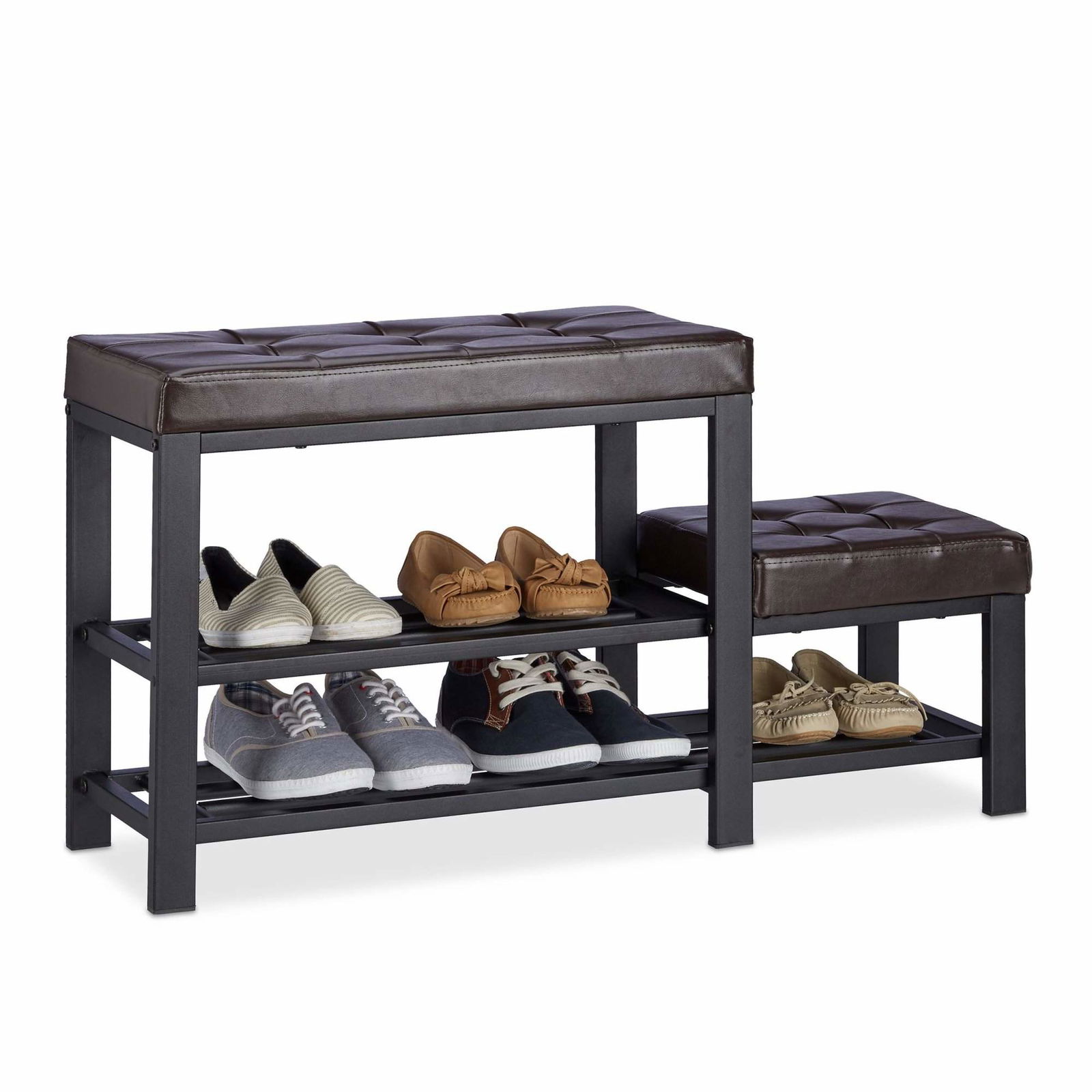 Bænk med skoopbevaring og skammel