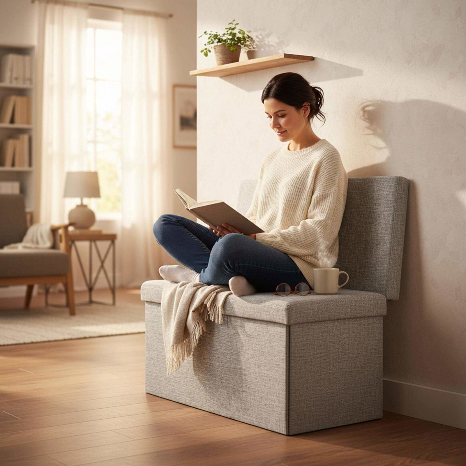 Hopfällbar pall med ryggstöd L | Hem & Hobby | Pryloteket