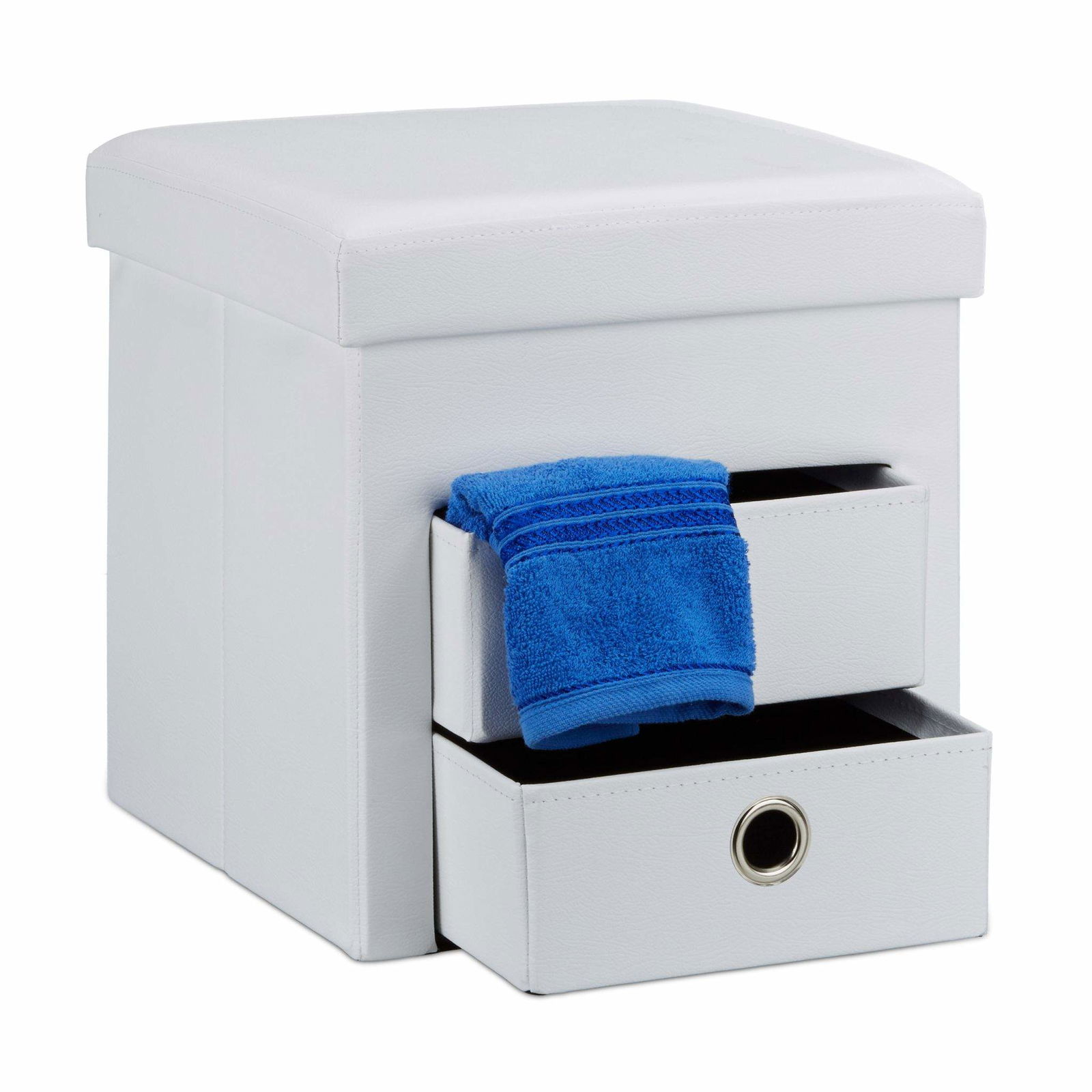 Taburet i imiteret læder med 2 rum