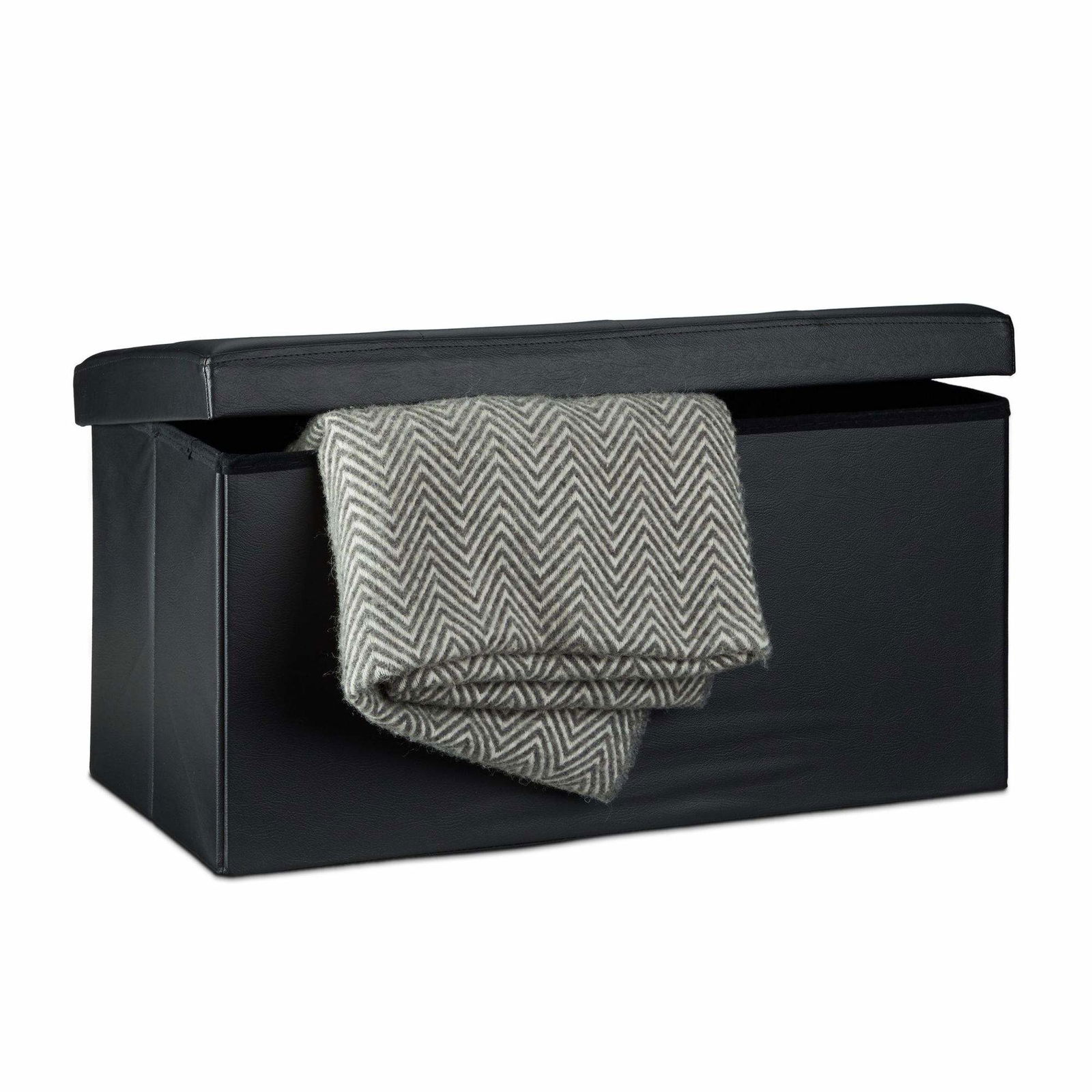 Bænk med opbevaringsplads i kunstlæder