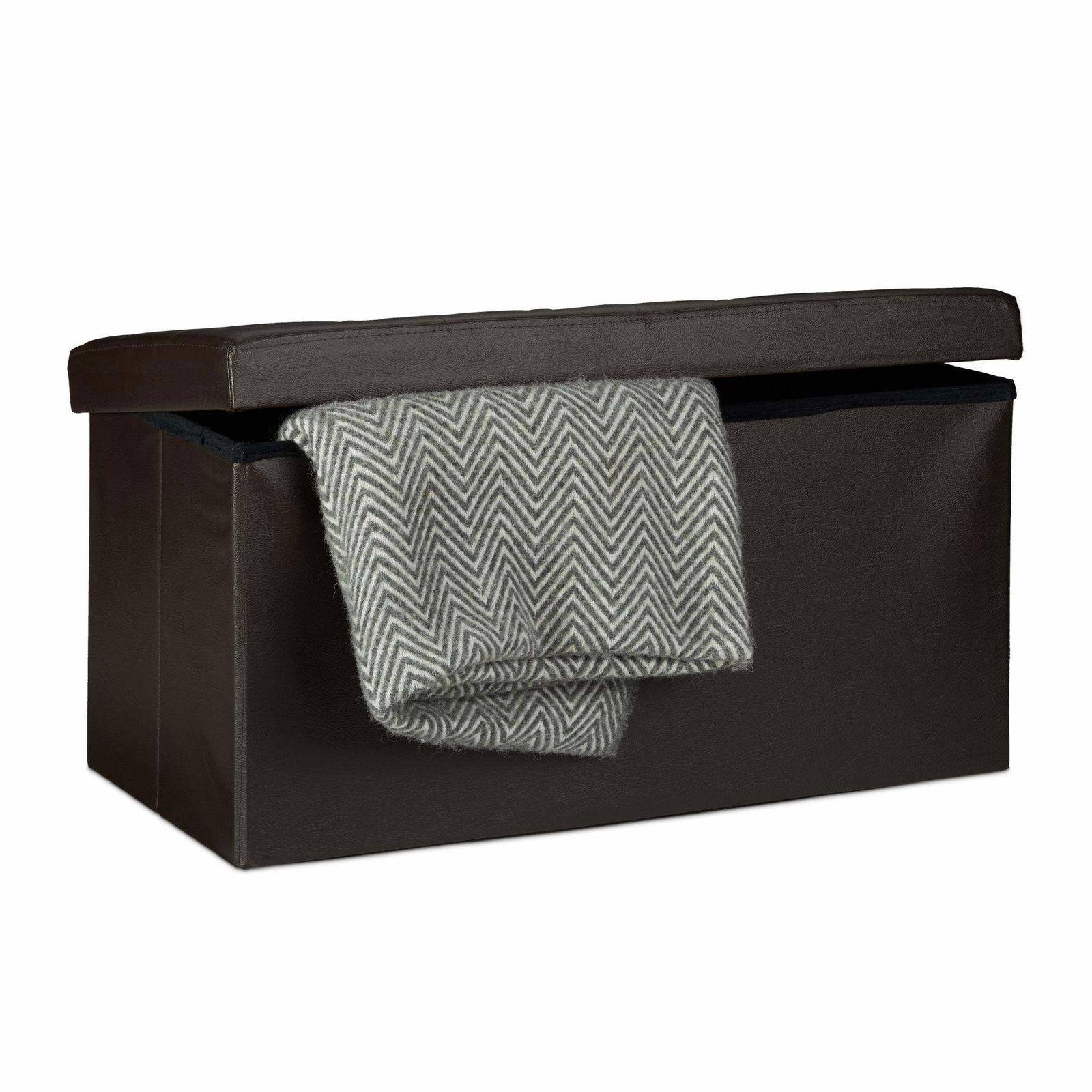 Bænk med opbevaringsplads i kunstlæder