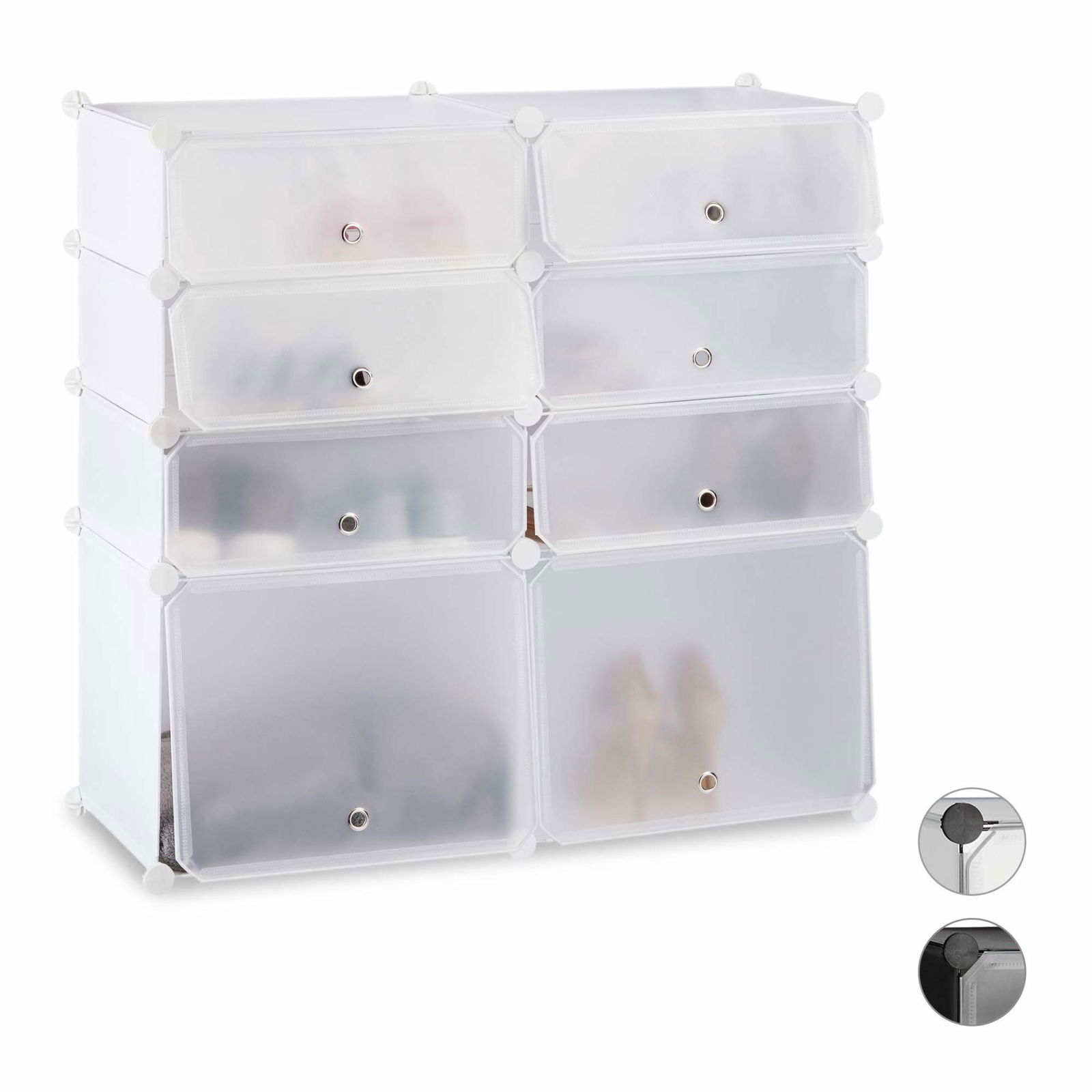 Skohylde i plast med 8 rum