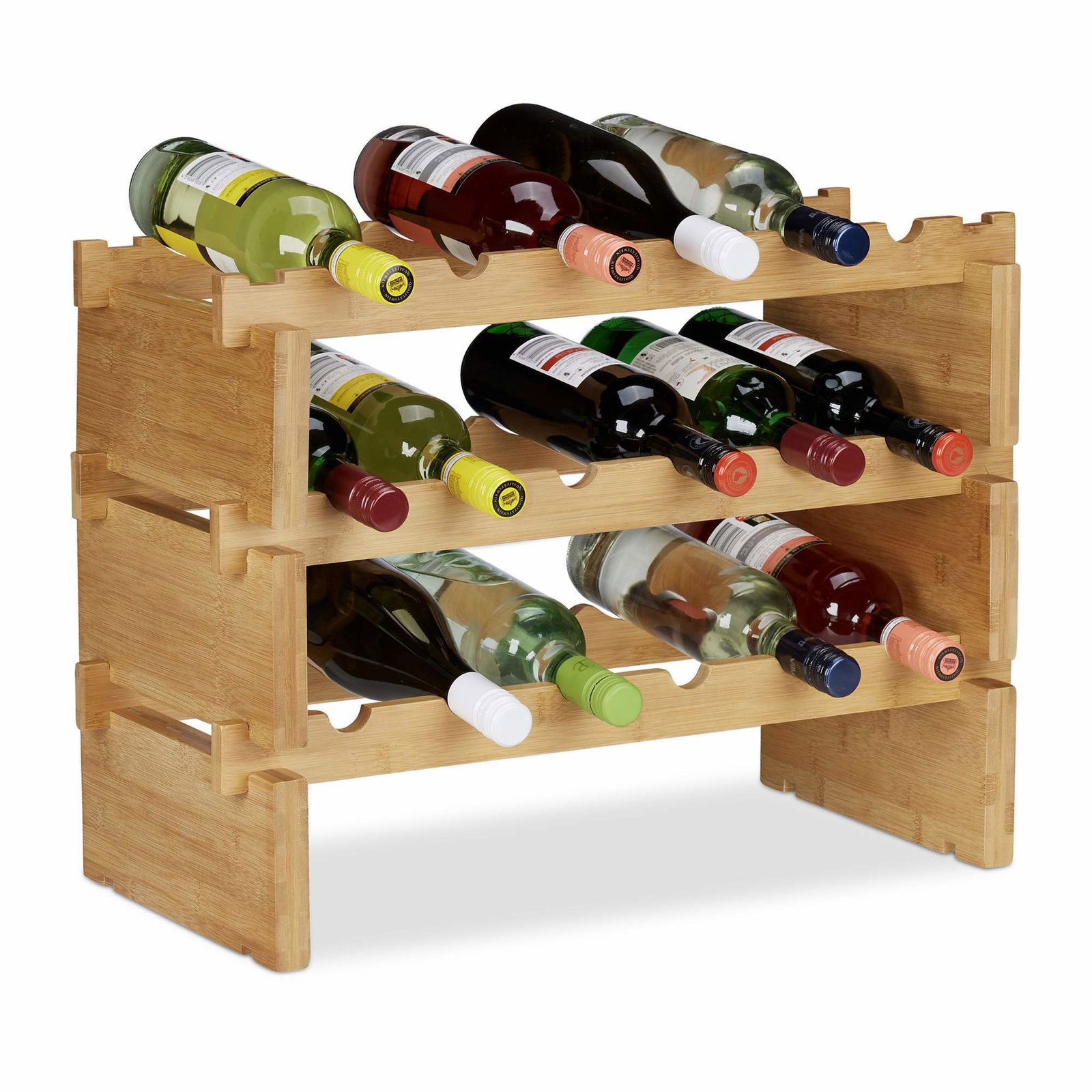 Stabelbar bambus vinreol