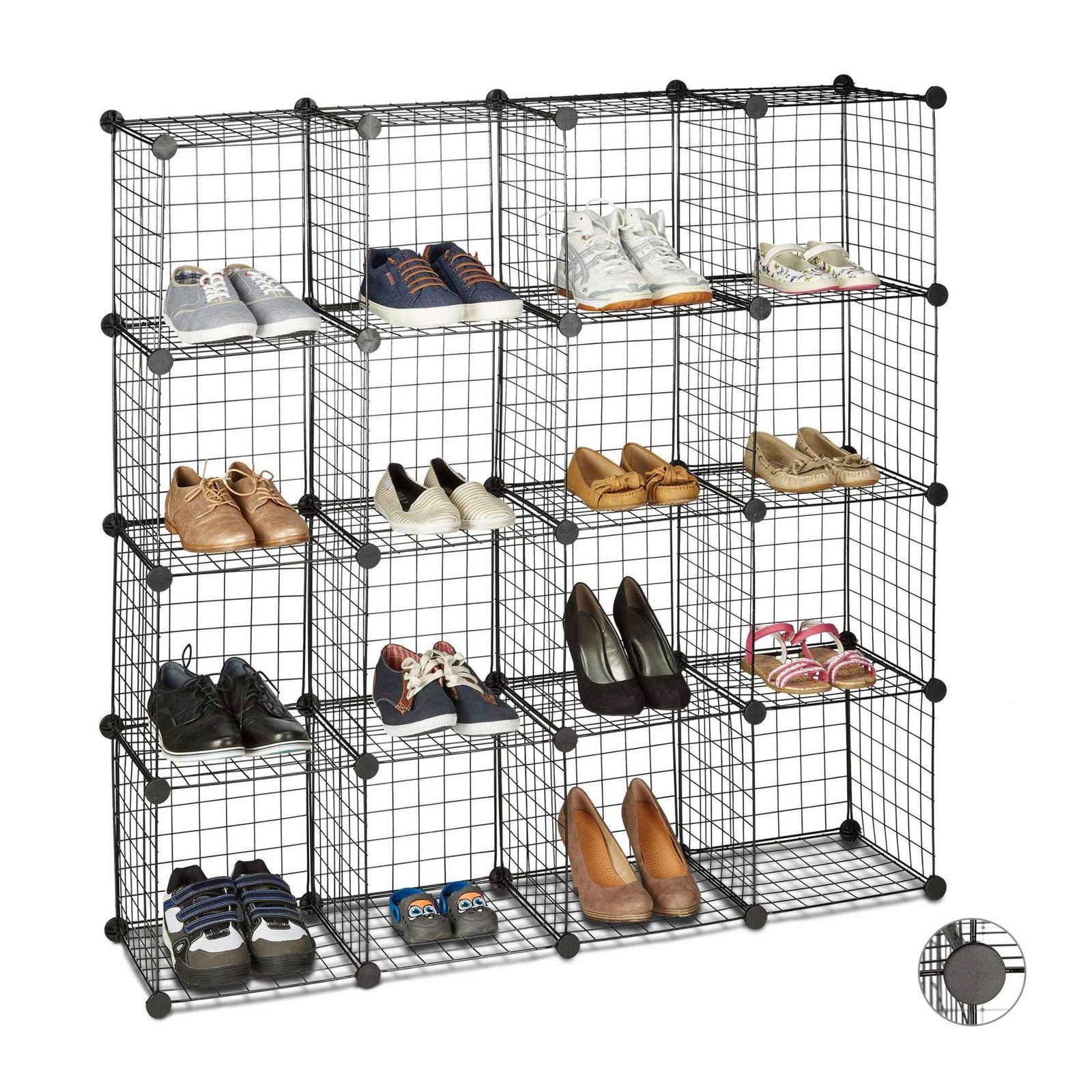 Boltefri hylder i trådnet 16 rum