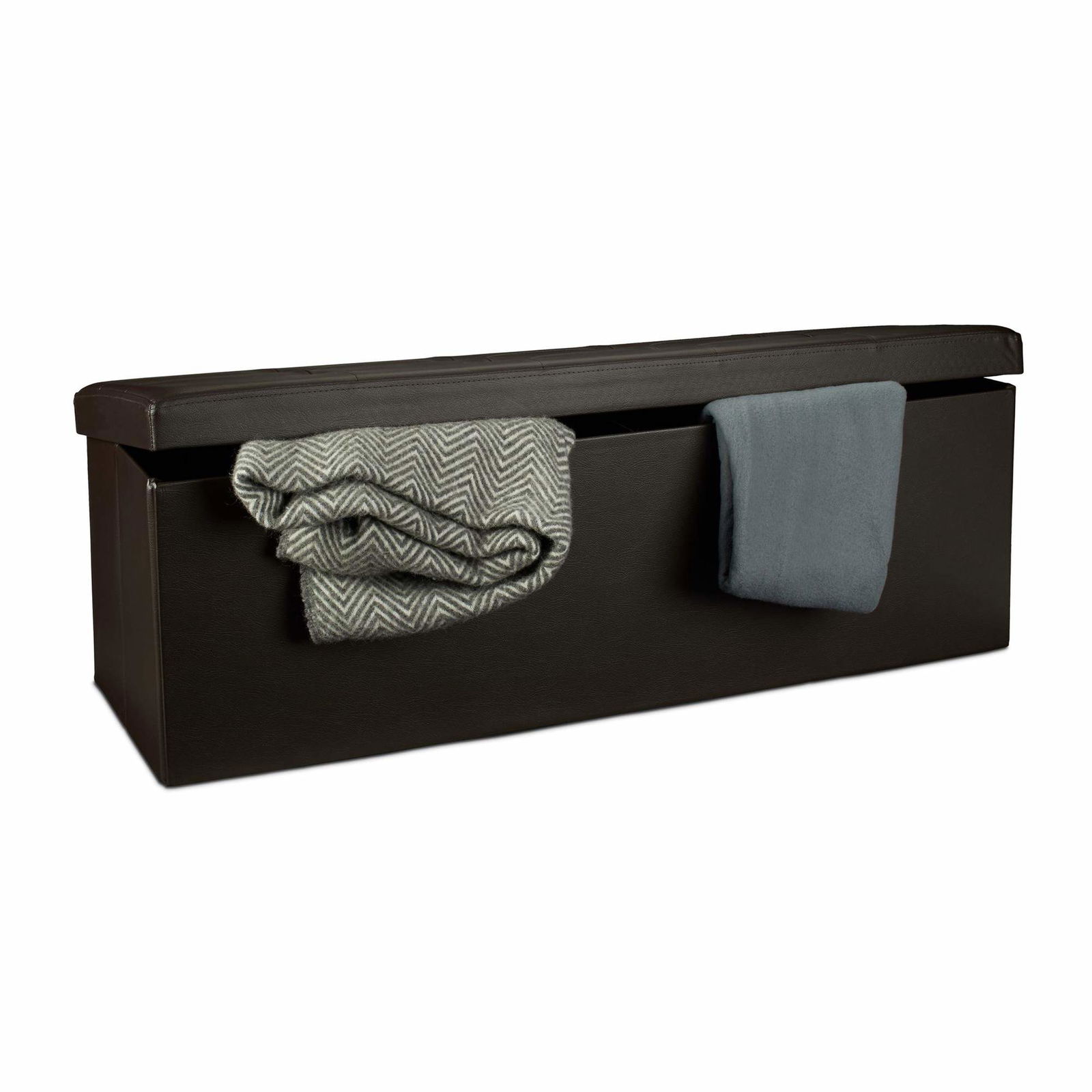 Sammenklappelig opbevaringsbænk i kunstlæder