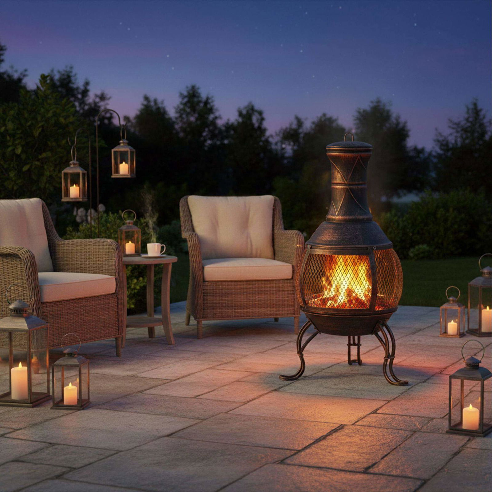 Udendørs pejs i mexicansk stil