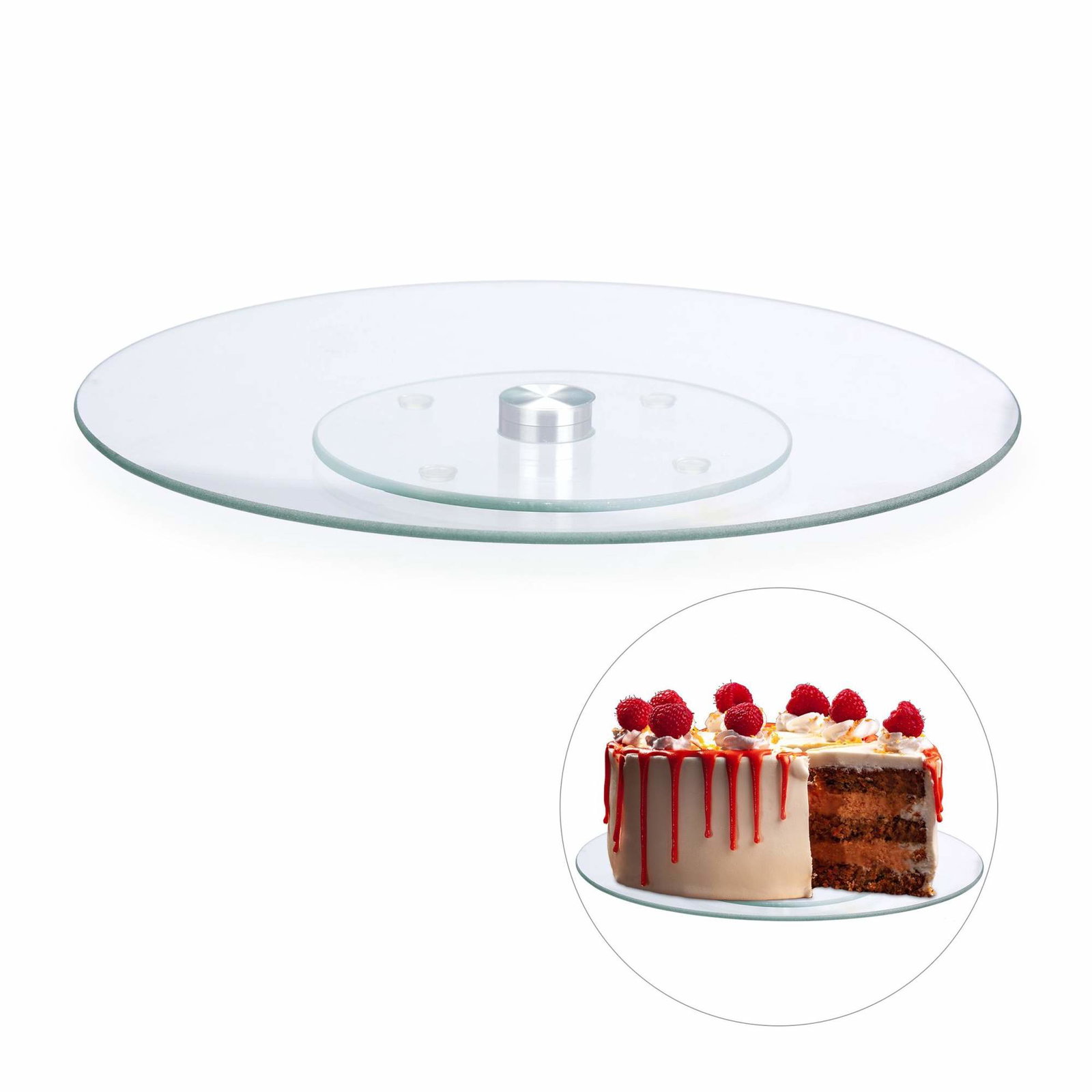 Roterende kageplade i glas