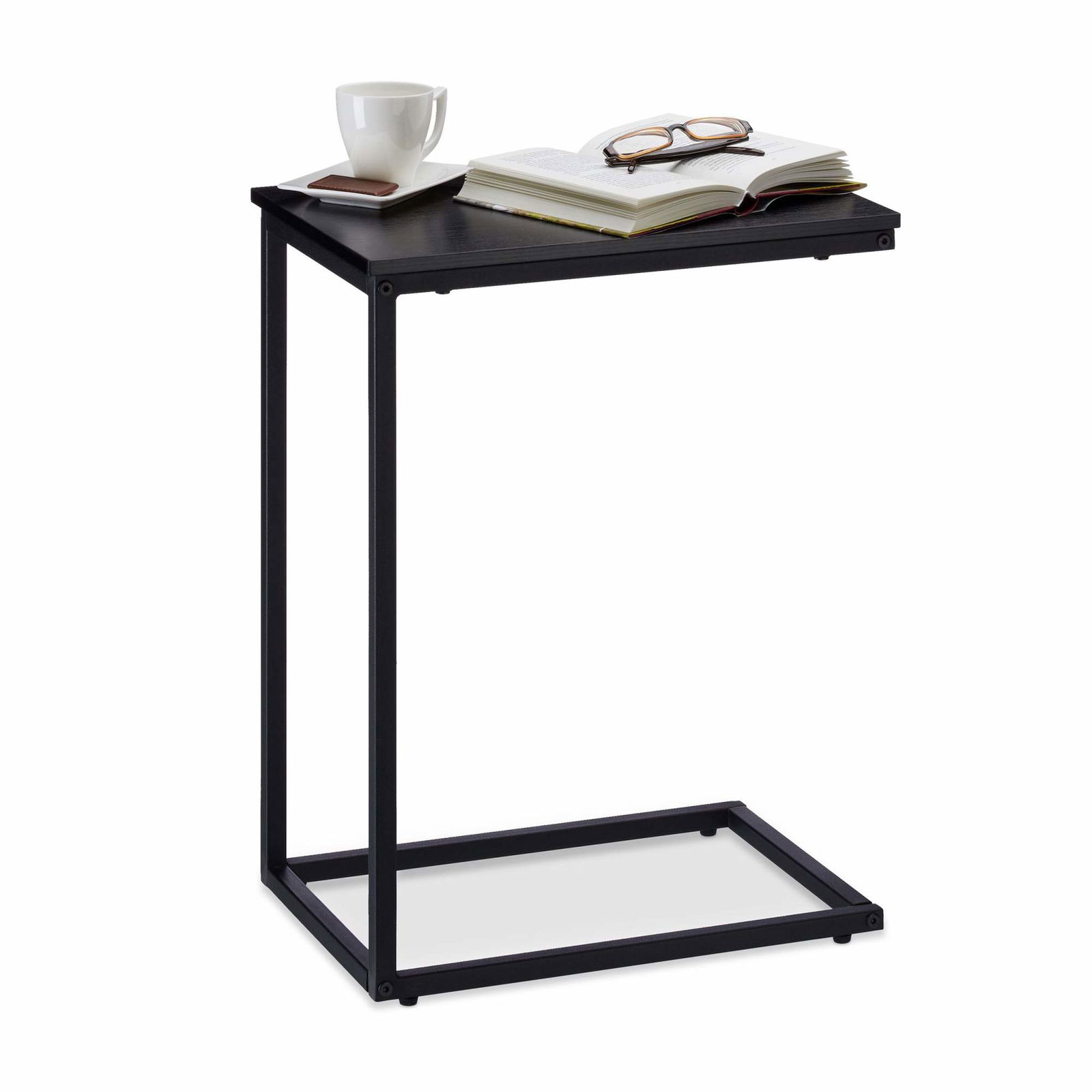 Sidebord sort med metalbund