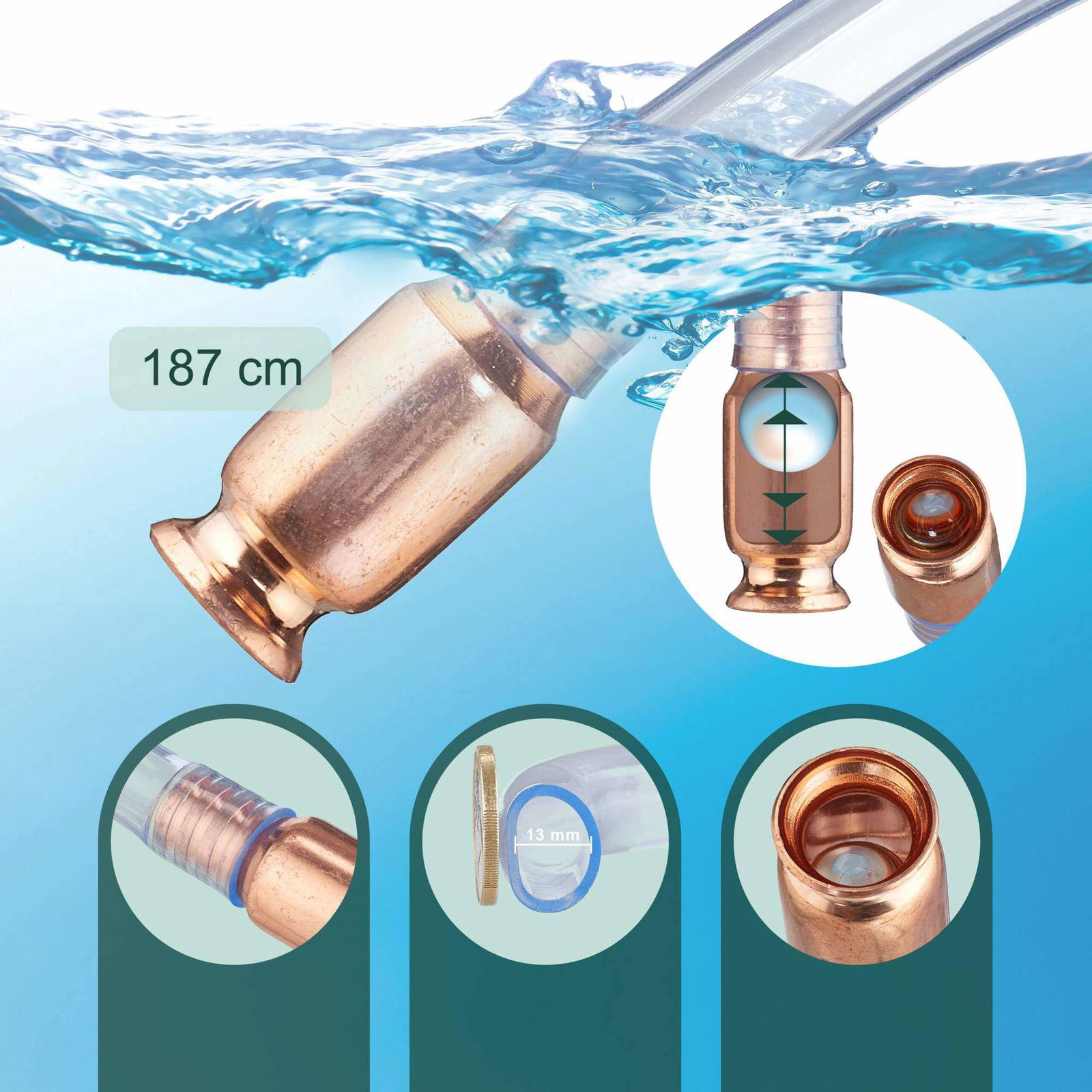 Pumpeslange 187 cm lang