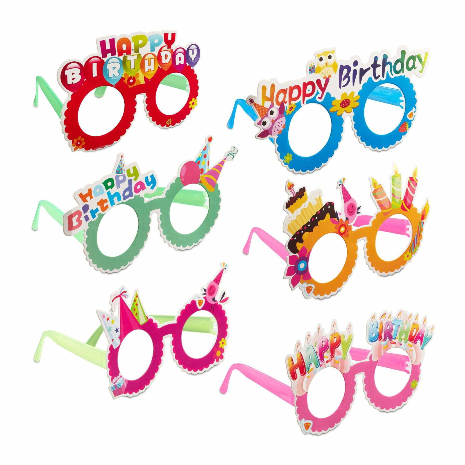 Festglas "Happy Birthday" Sæt med 6 stk