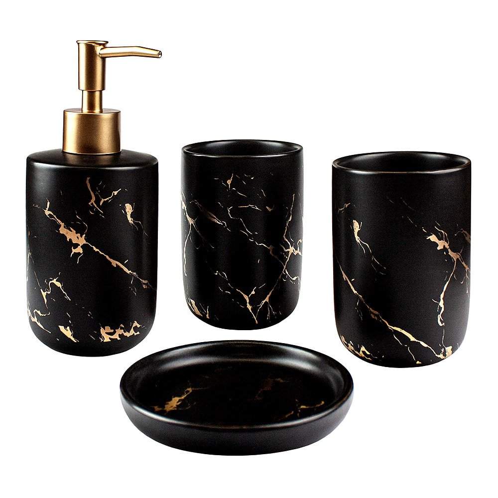 Badeværelsessæt i 4 dele - Sort