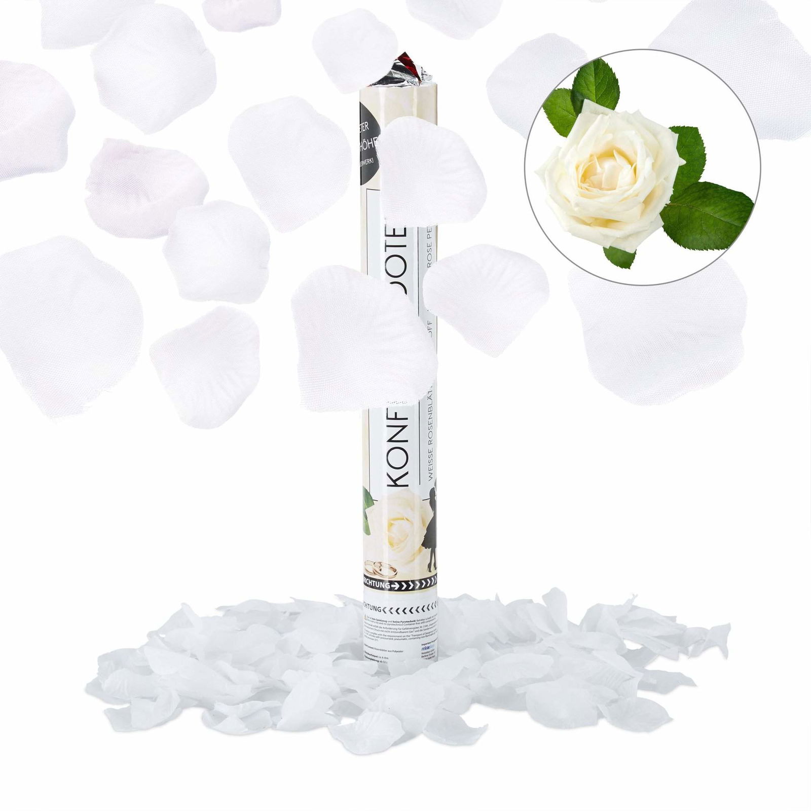 Konfetti kanon hvide rosenblade