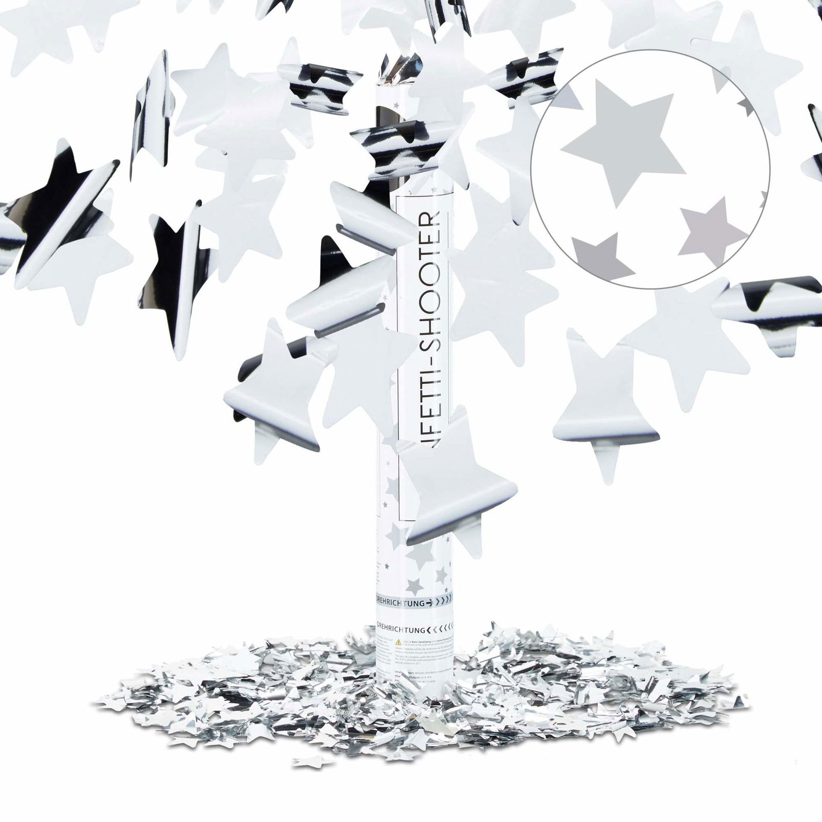 Konfetti kanon sølv stjerner