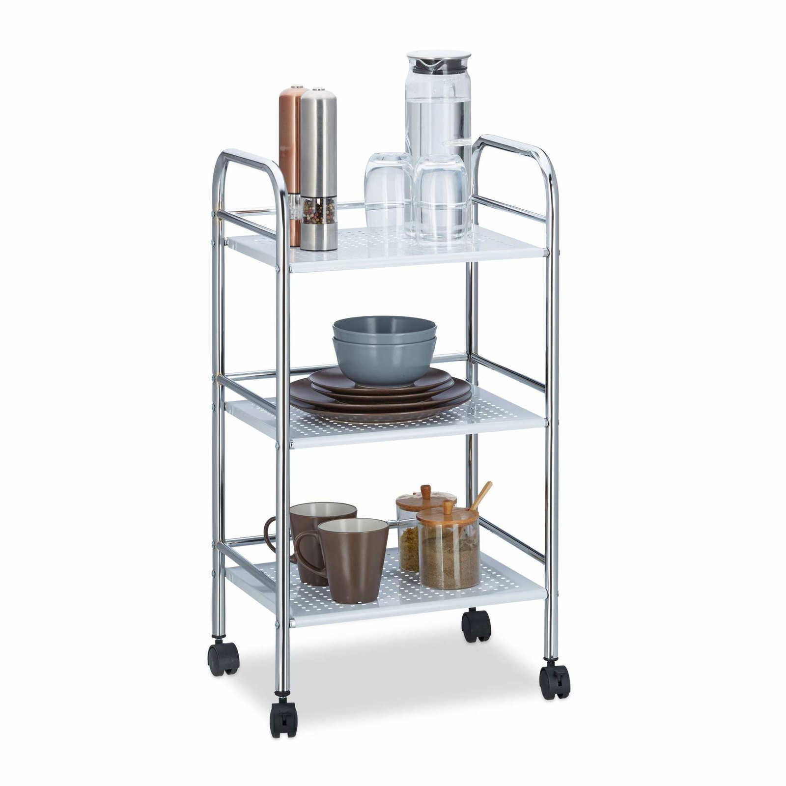 Serveringsvagn i metall med 3 hyllplan | Hem & Hobby - Hem & Hushåll - Kök - Servering | Pryloteket