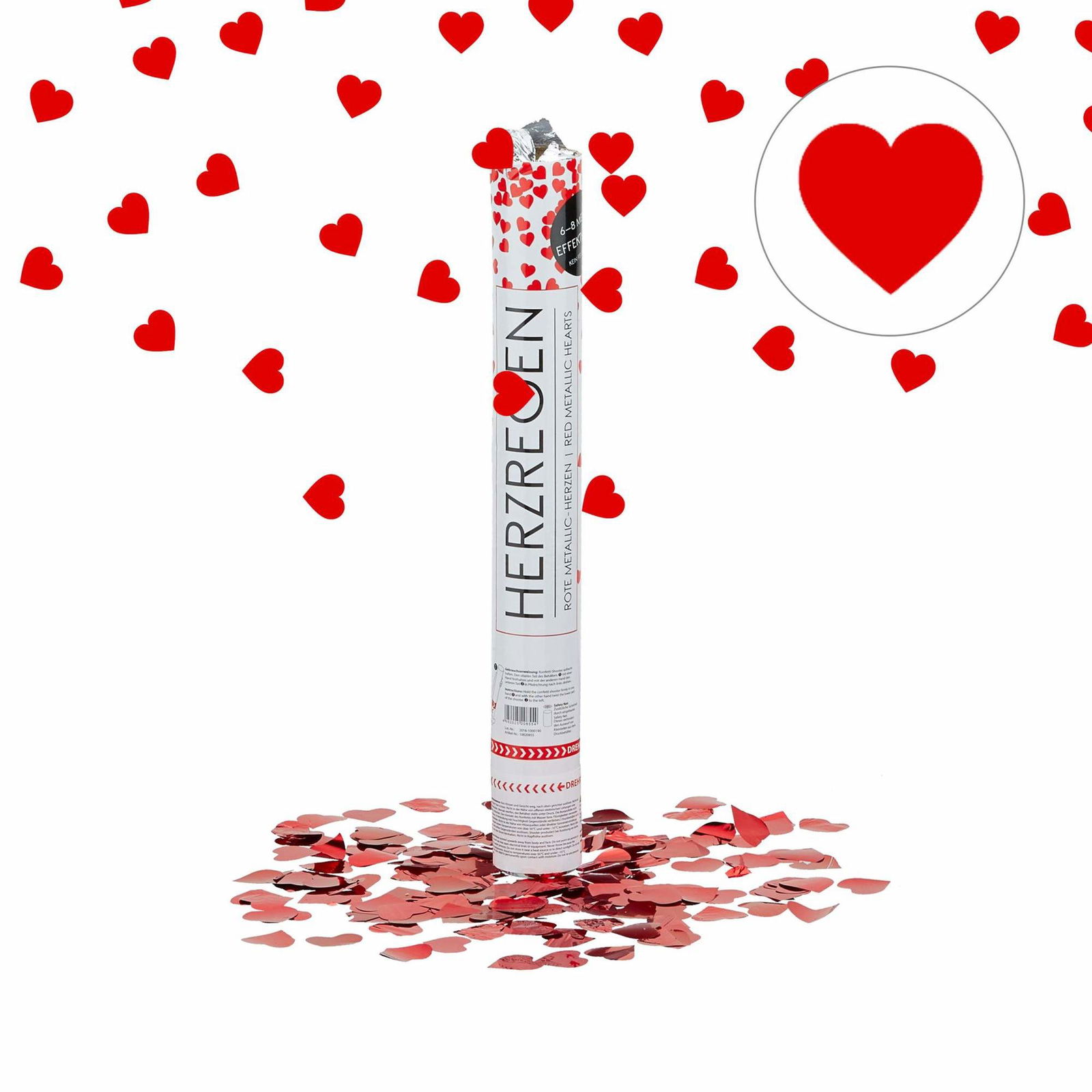 Konfettikanon 40 cm hjerter