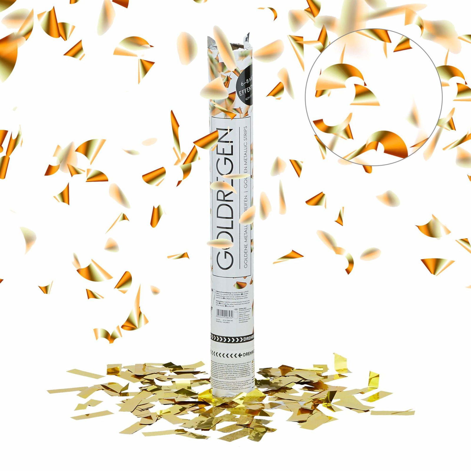 Konfettikanon 40 cm guld