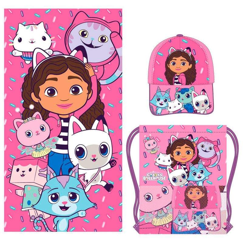 Gabbys Dukkehus sæt håndklæde + taske + hue